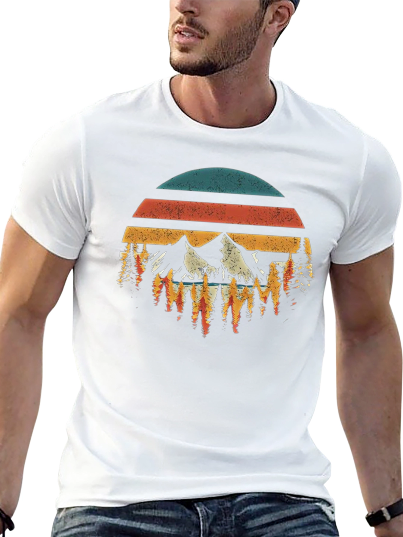 Retro Mountain & Trees Graphic T-Shirt