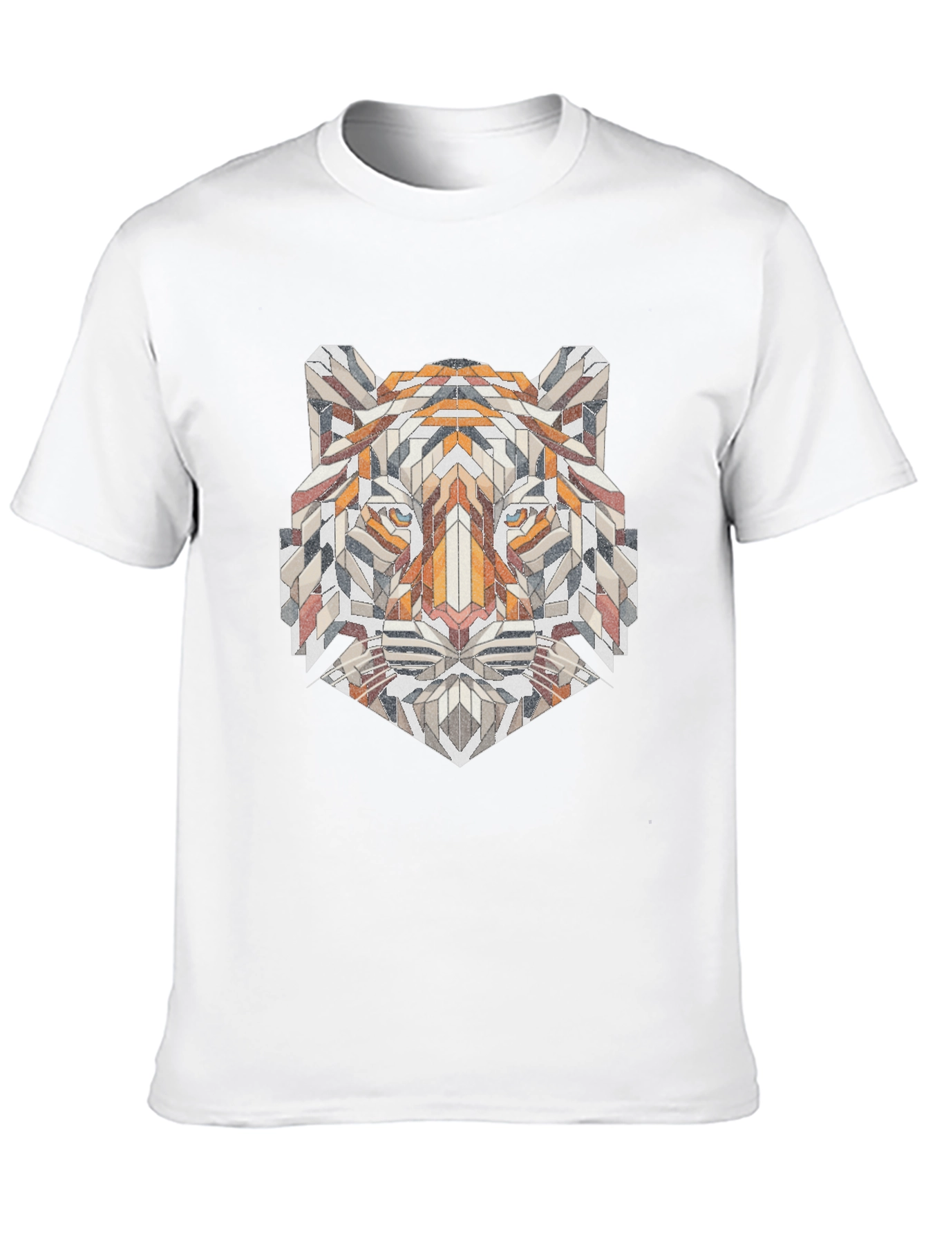 Geometric Tiger Graphic Tee - Unique Mens Black T-Shirt