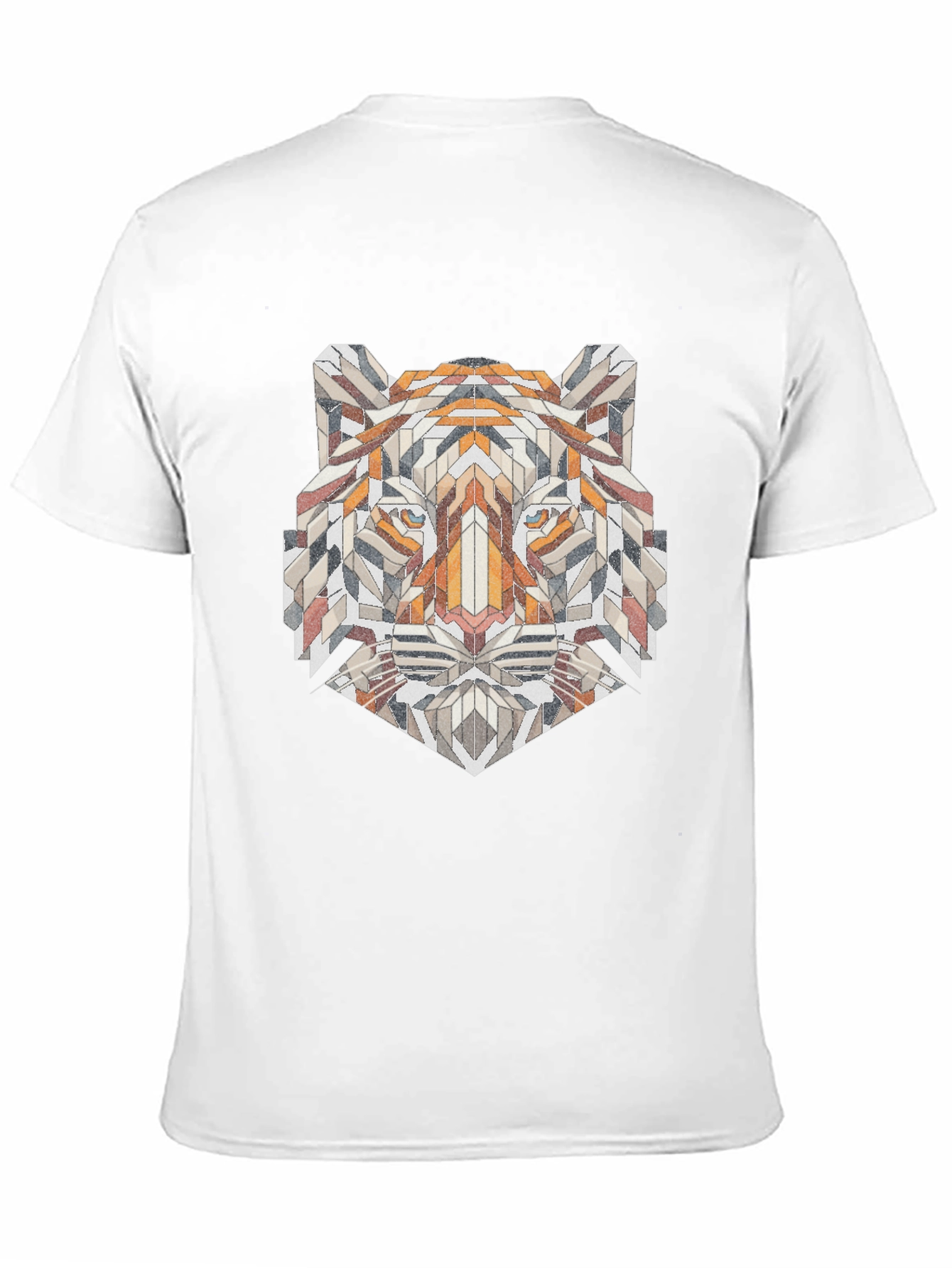 Geometric Tiger Graphic Tee - Unique Mens Black T-Shirt