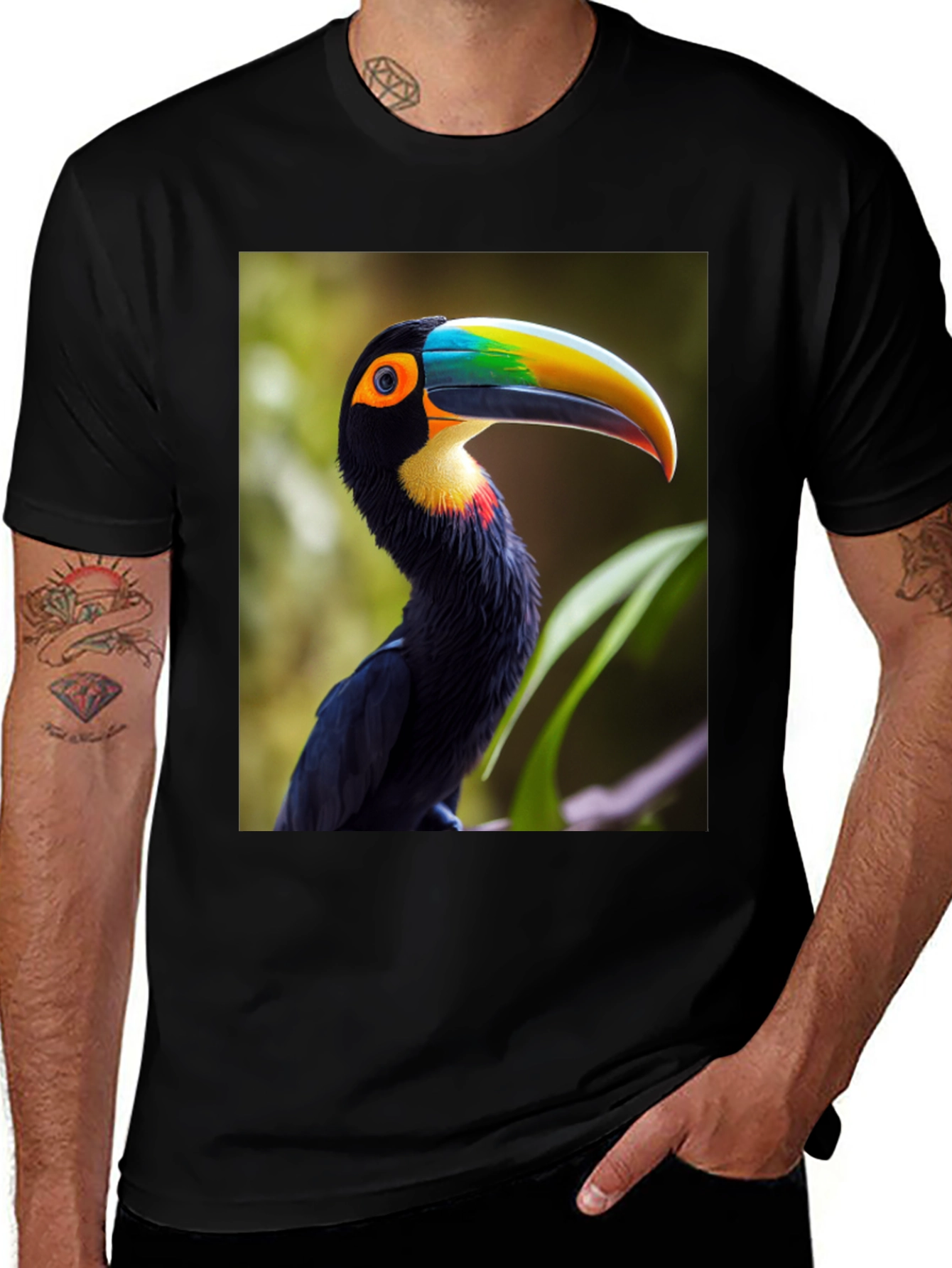 Tropical Toucan Graphic Tee - Vibrant Bird Design