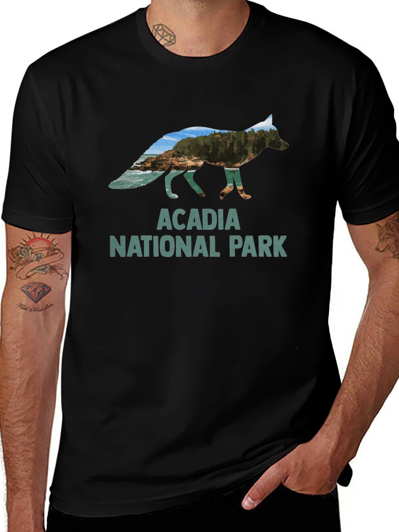 Acadia National Park Fox Graphic T-Shirt