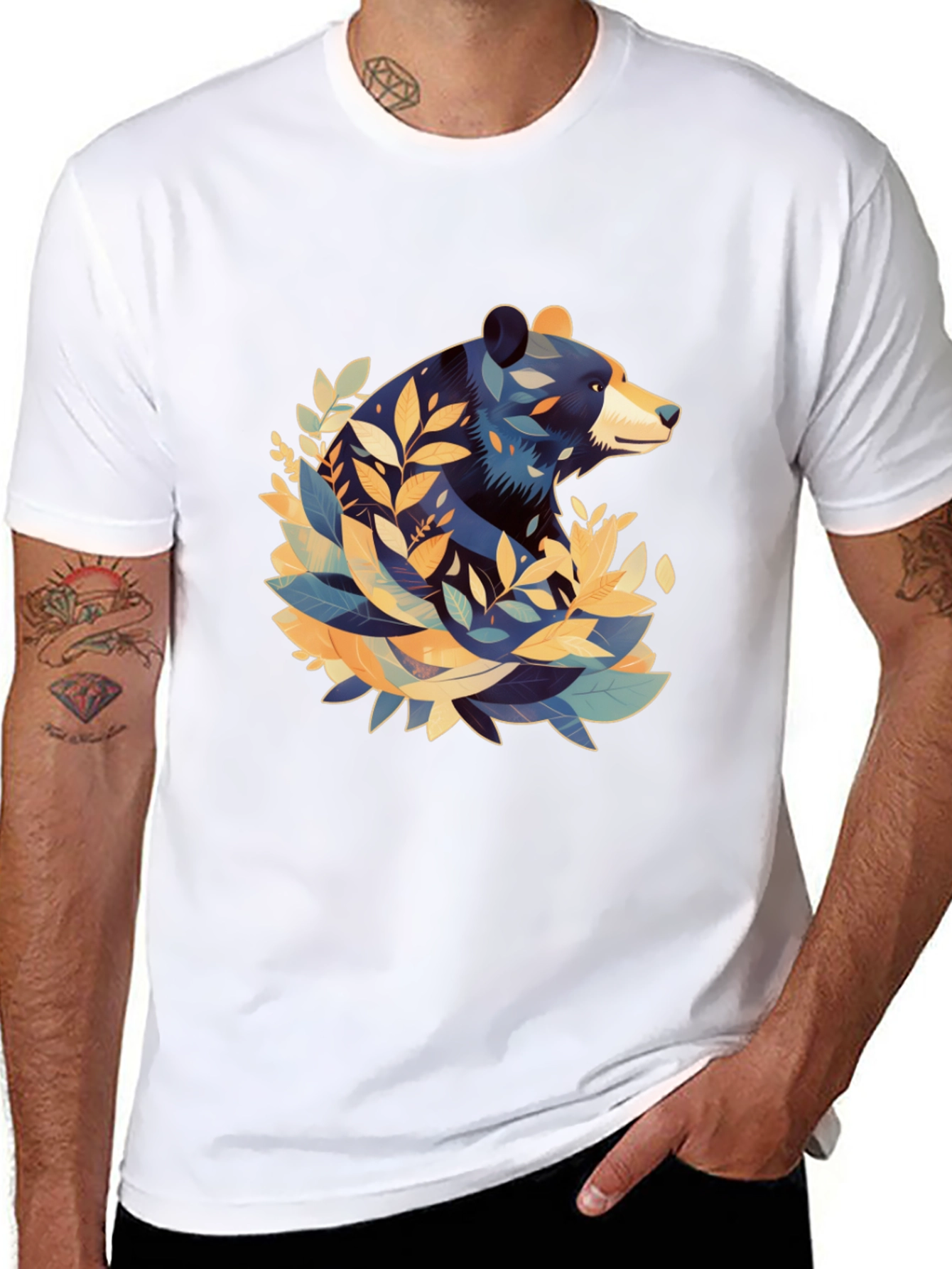 Bear Graphic Tee - Stylish Mens Black T-Shirt