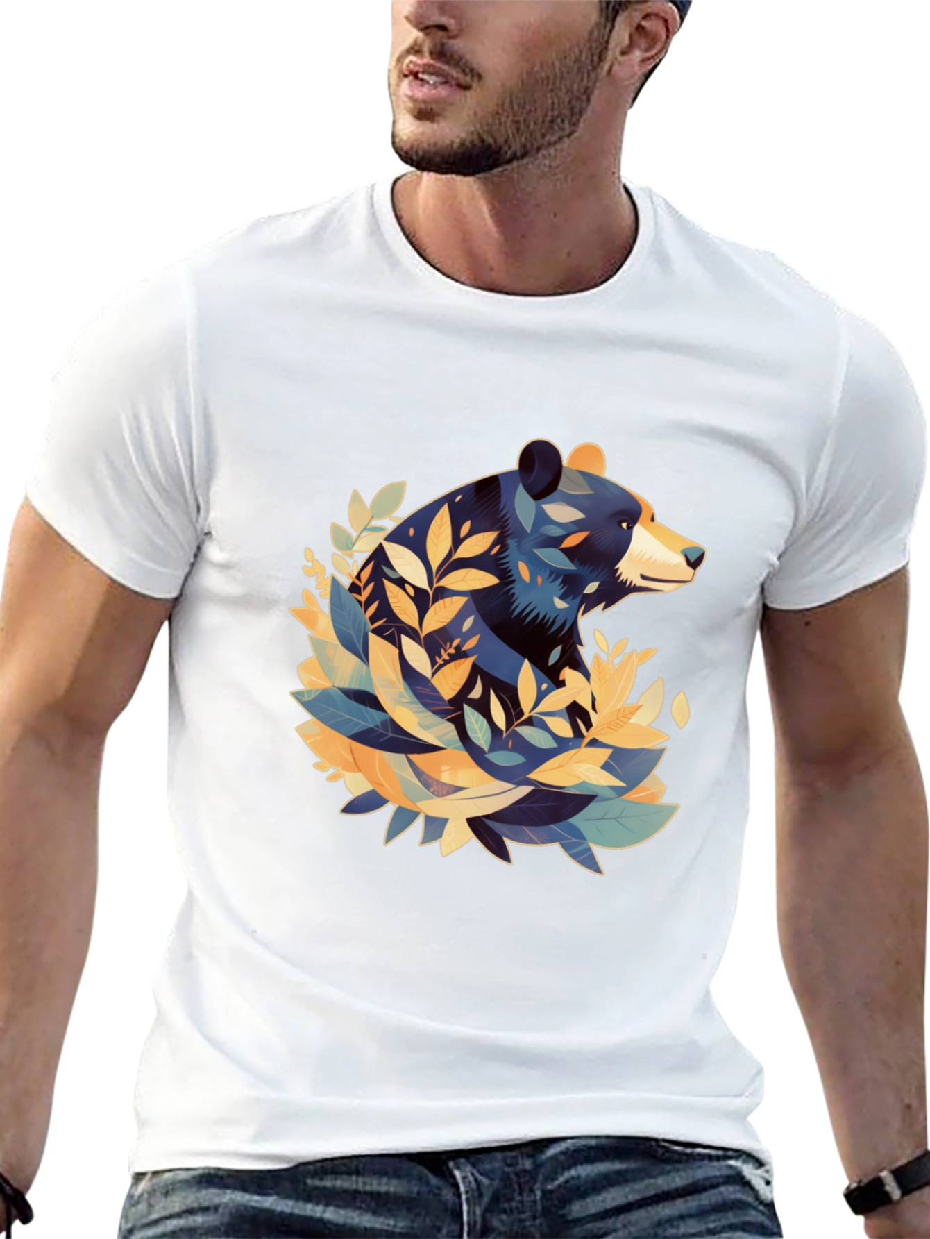Bear Graphic Tee - Stylish Mens Black T-Shirt