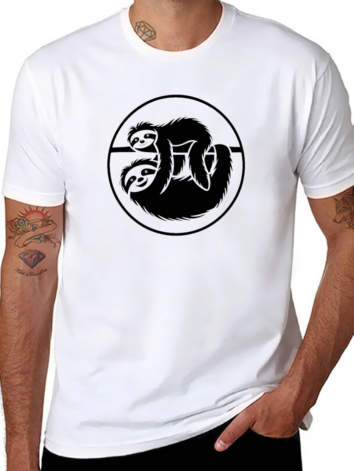 Sloth Silhouette Graphic Black T-Shirt