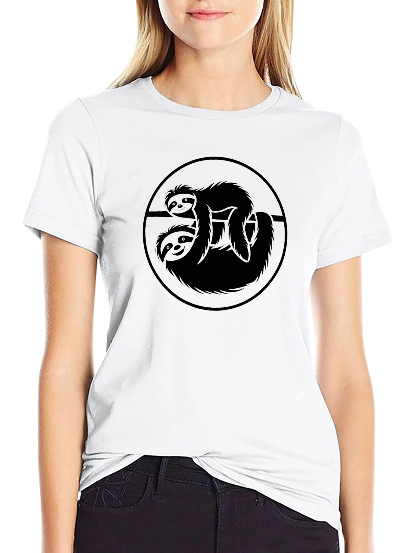 Sloth Silhouette Graphic Black T-Shirt