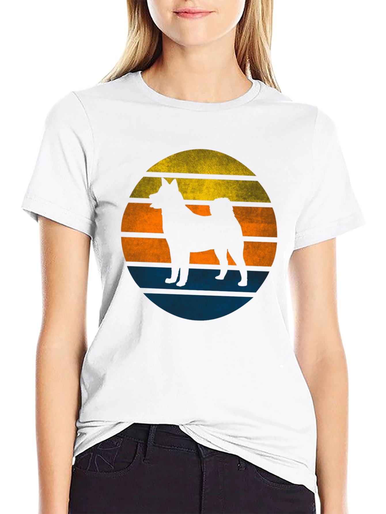 Retro Dog Sunset Graphic Tee - Mens Black T-Shirt