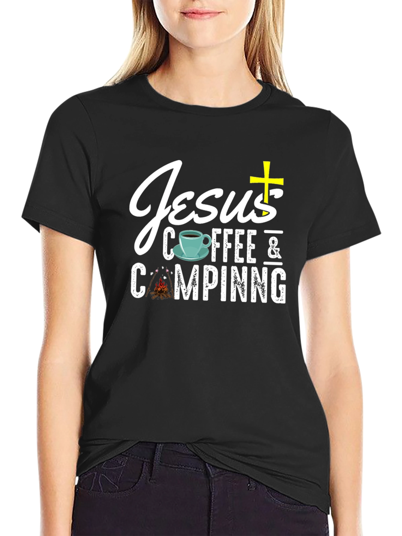 Jesus Coffee & Camping Black T-Shirt