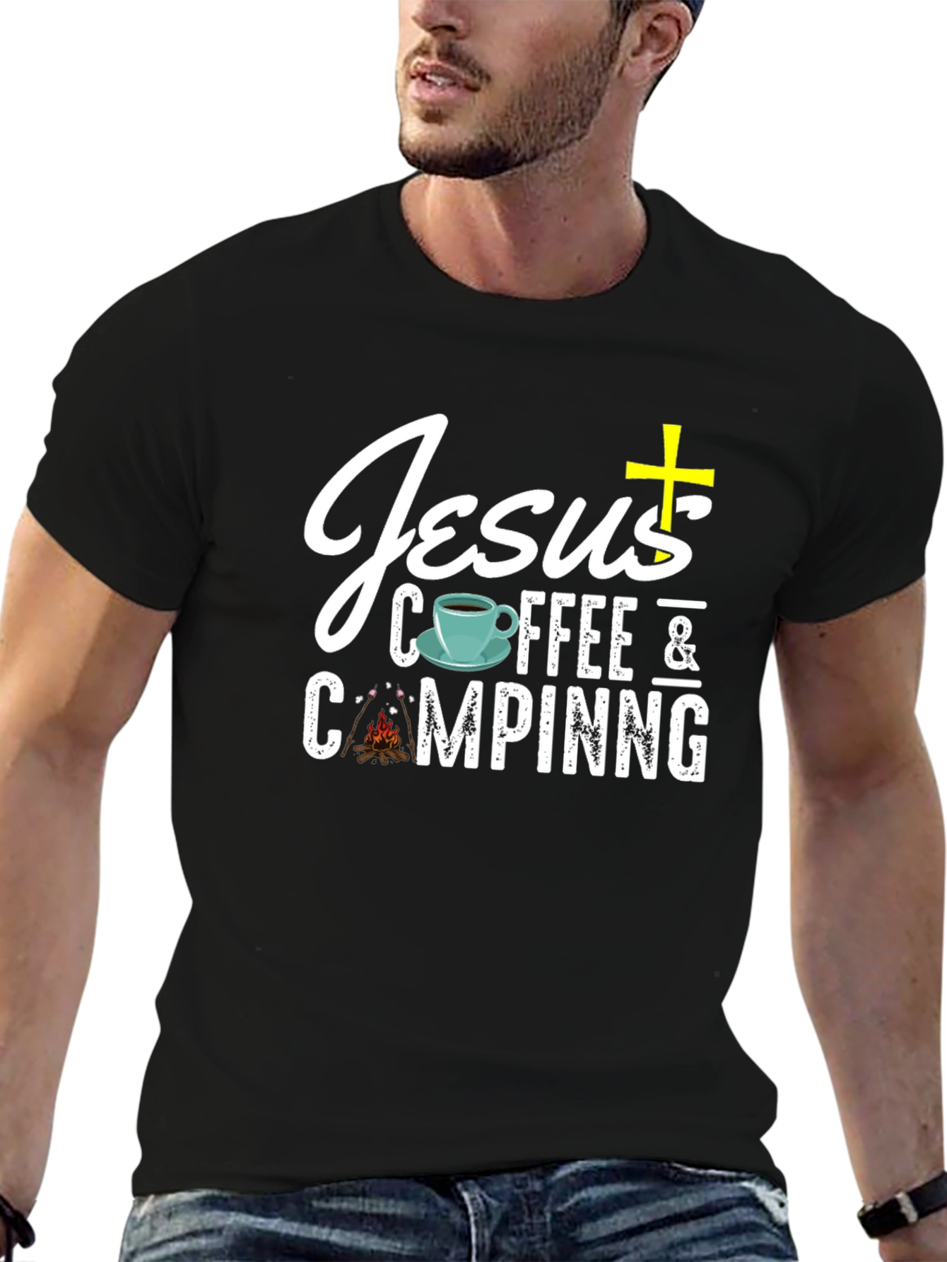 Jesus Coffee & Camping Black T-Shirt