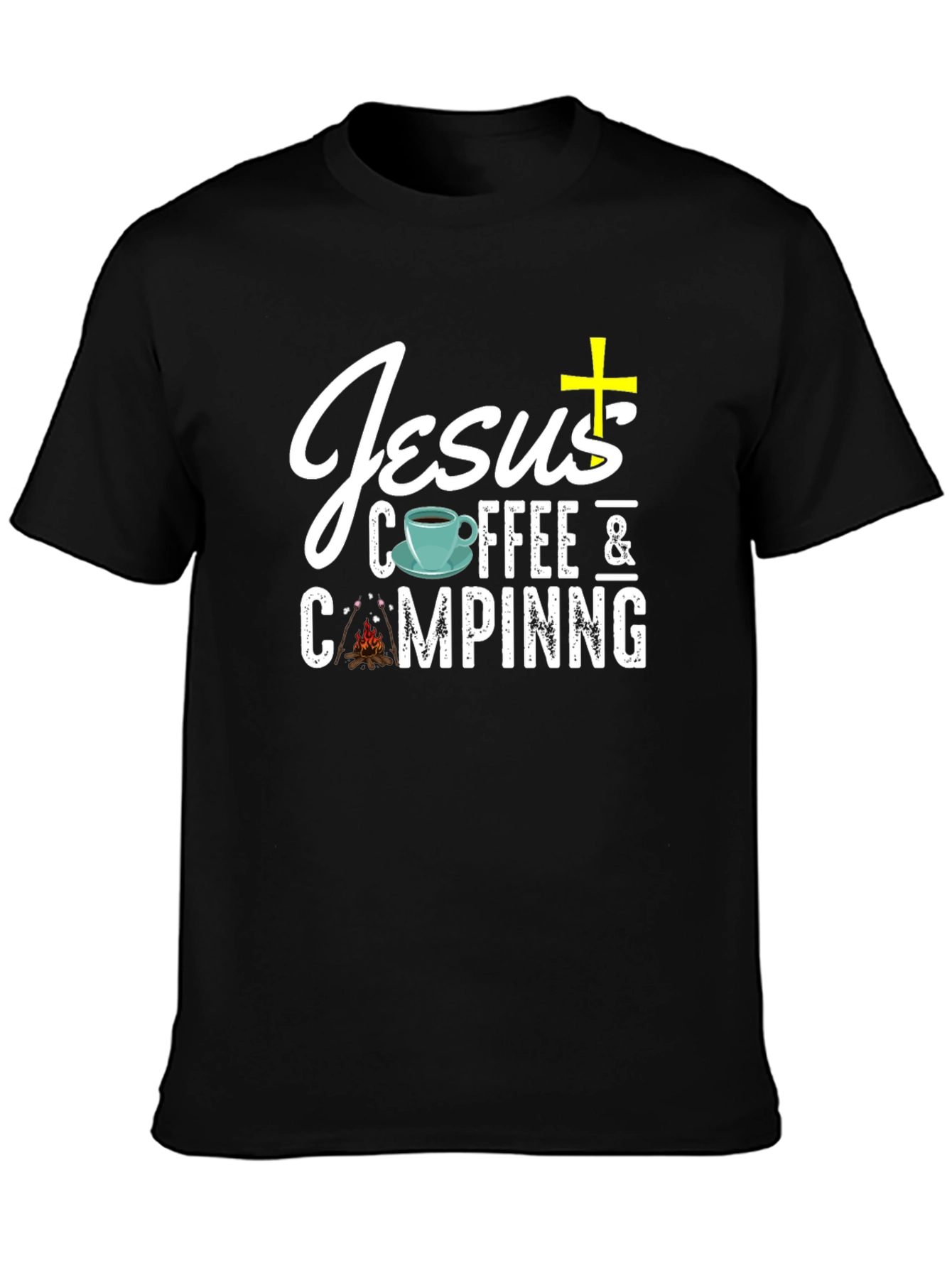 Jesus Coffee & Camping Black T-Shirt