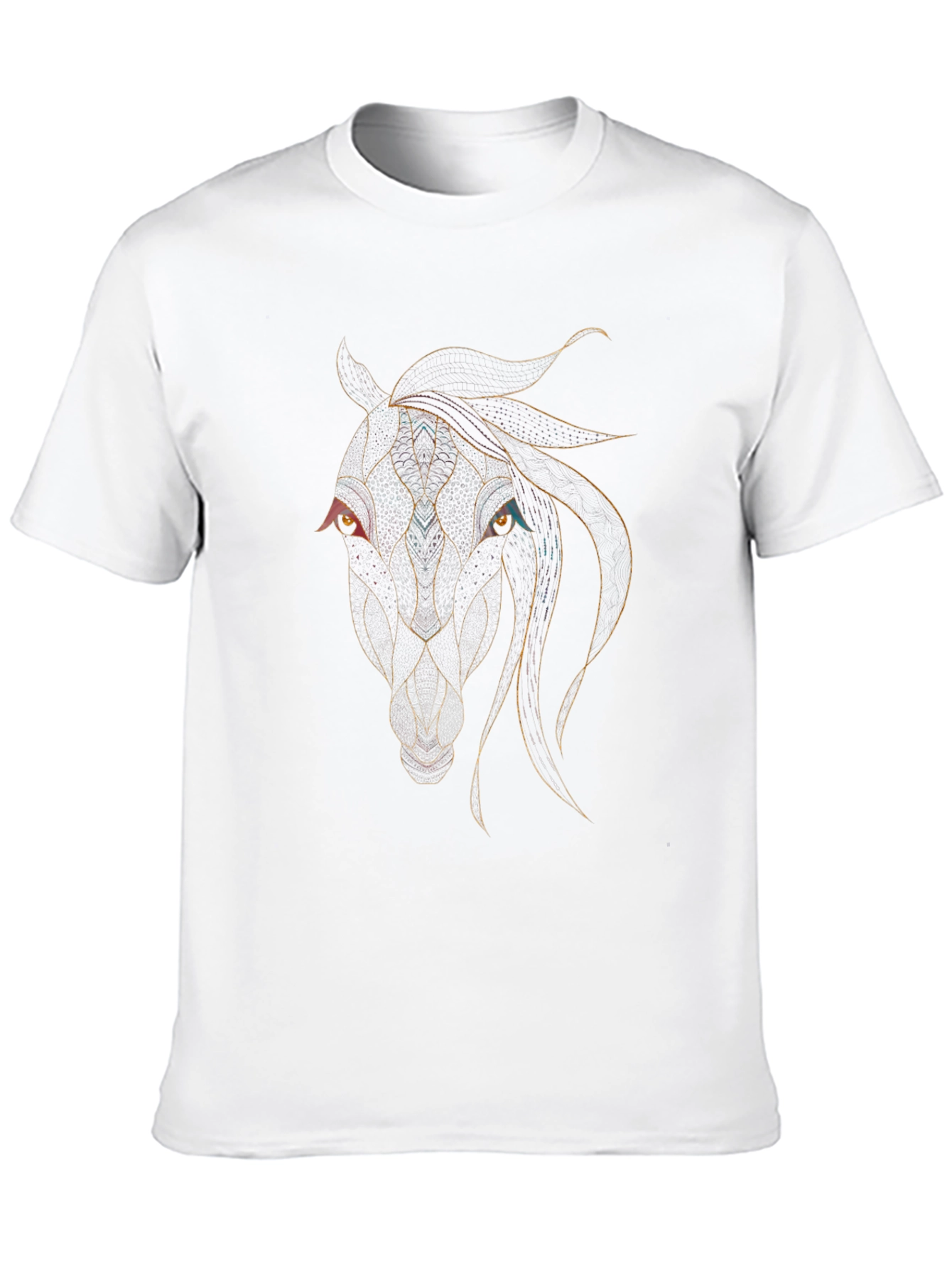 Abstract Horse Graphic Print Black T-Shirt