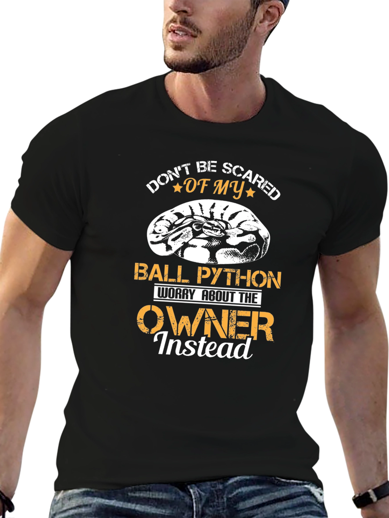 Dont Be Scared Ball Python Black T-Shirt