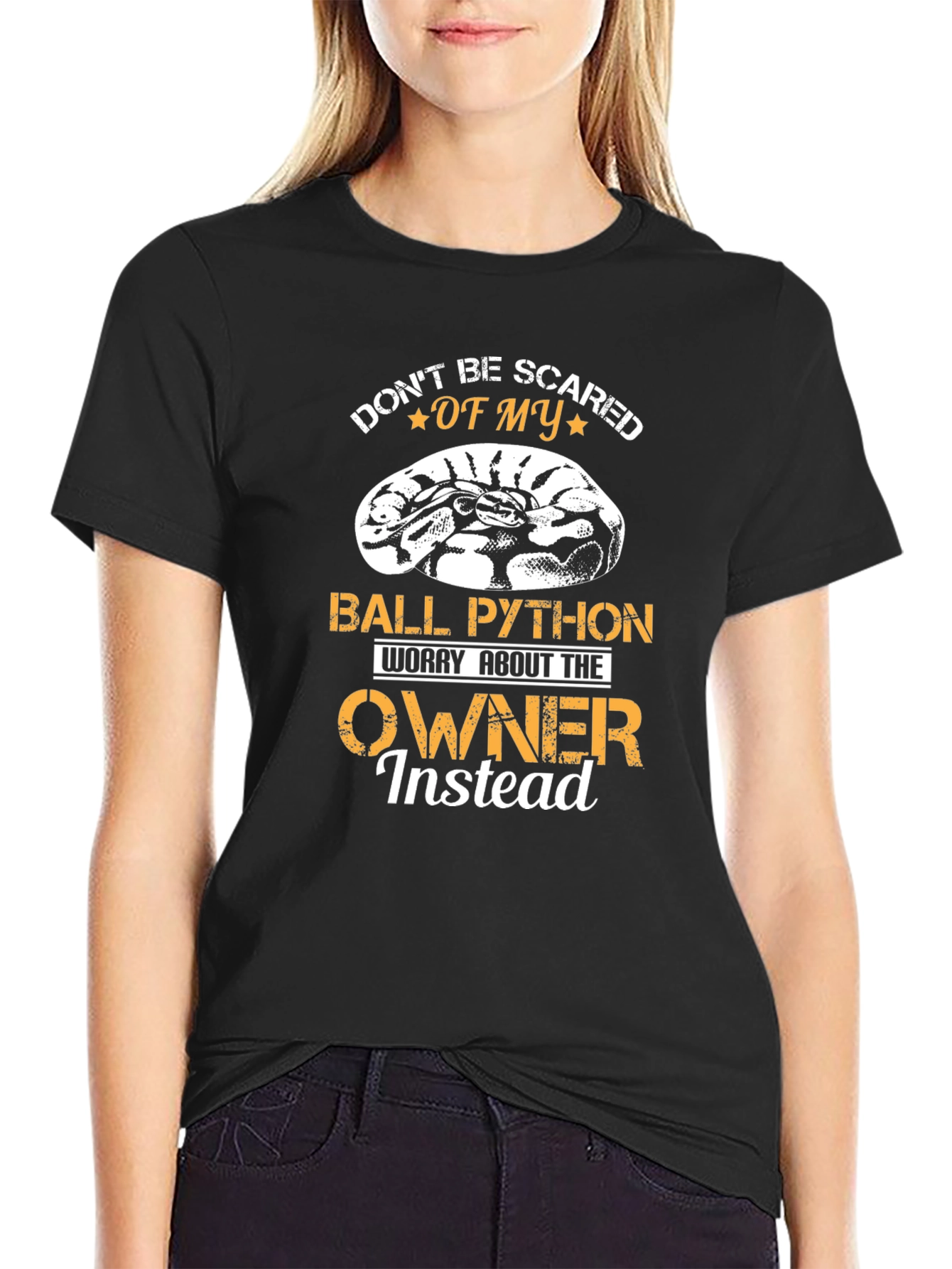 Dont Be Scared Ball Python Black T-Shirt