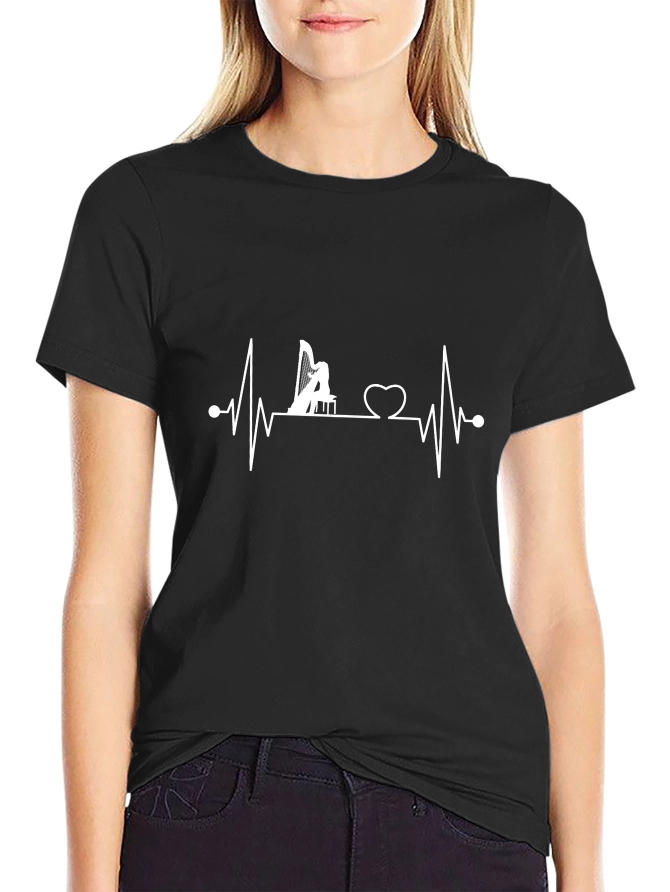 Harp Heartbeat Graphic Tee - Music Lovers T-Shirt