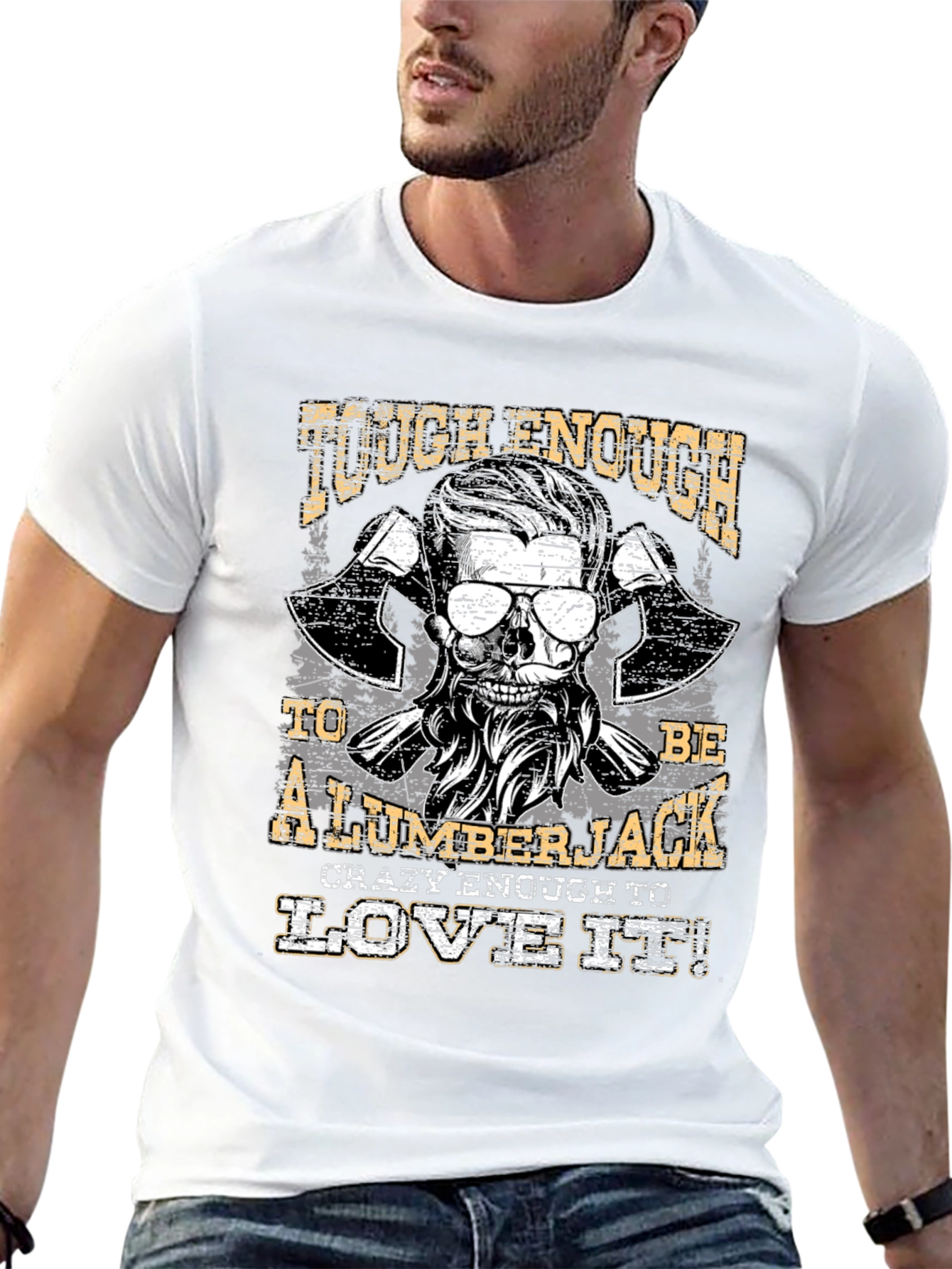 Tough Lumberjack Skull T-Shirt - Black