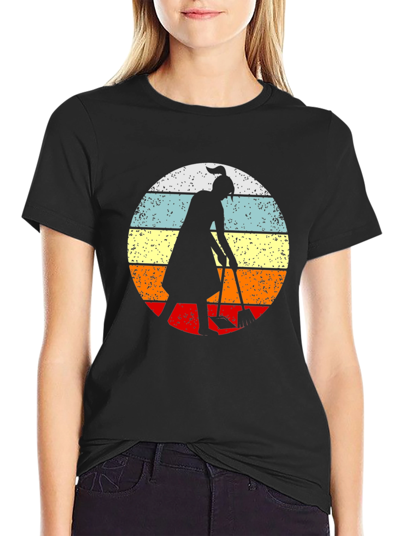Retro Sunset Gardener T-Shirt - Black