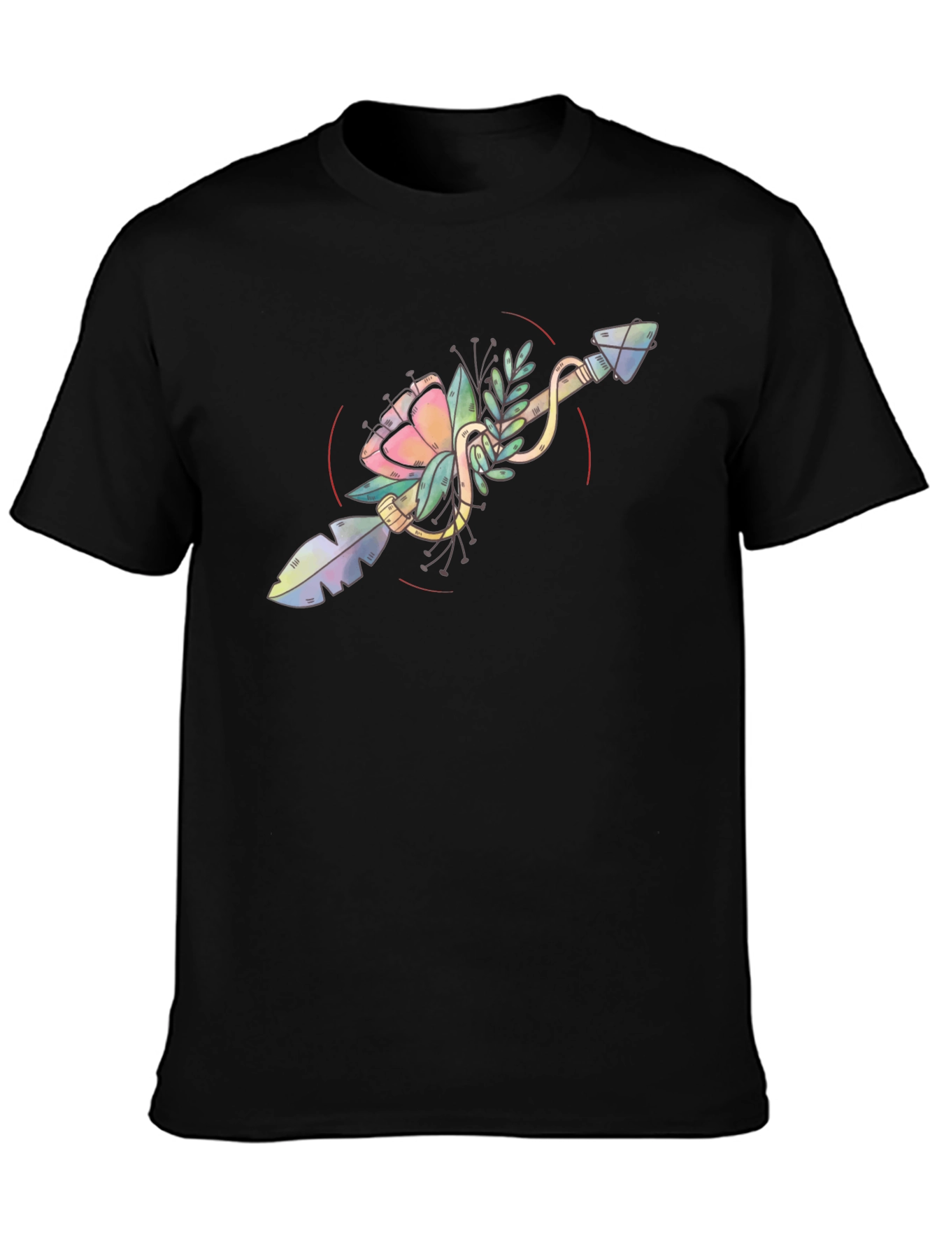 Floral Arrow Graphic Tee - Unique Artistic Design