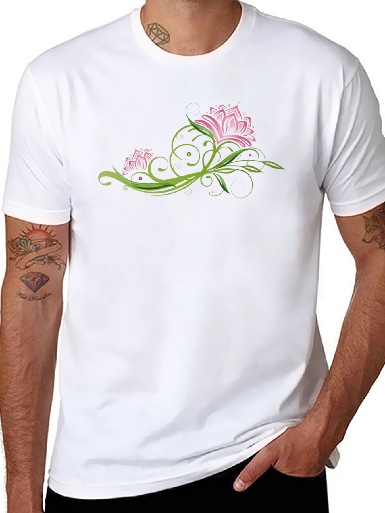 Floral Graphic Black Tee