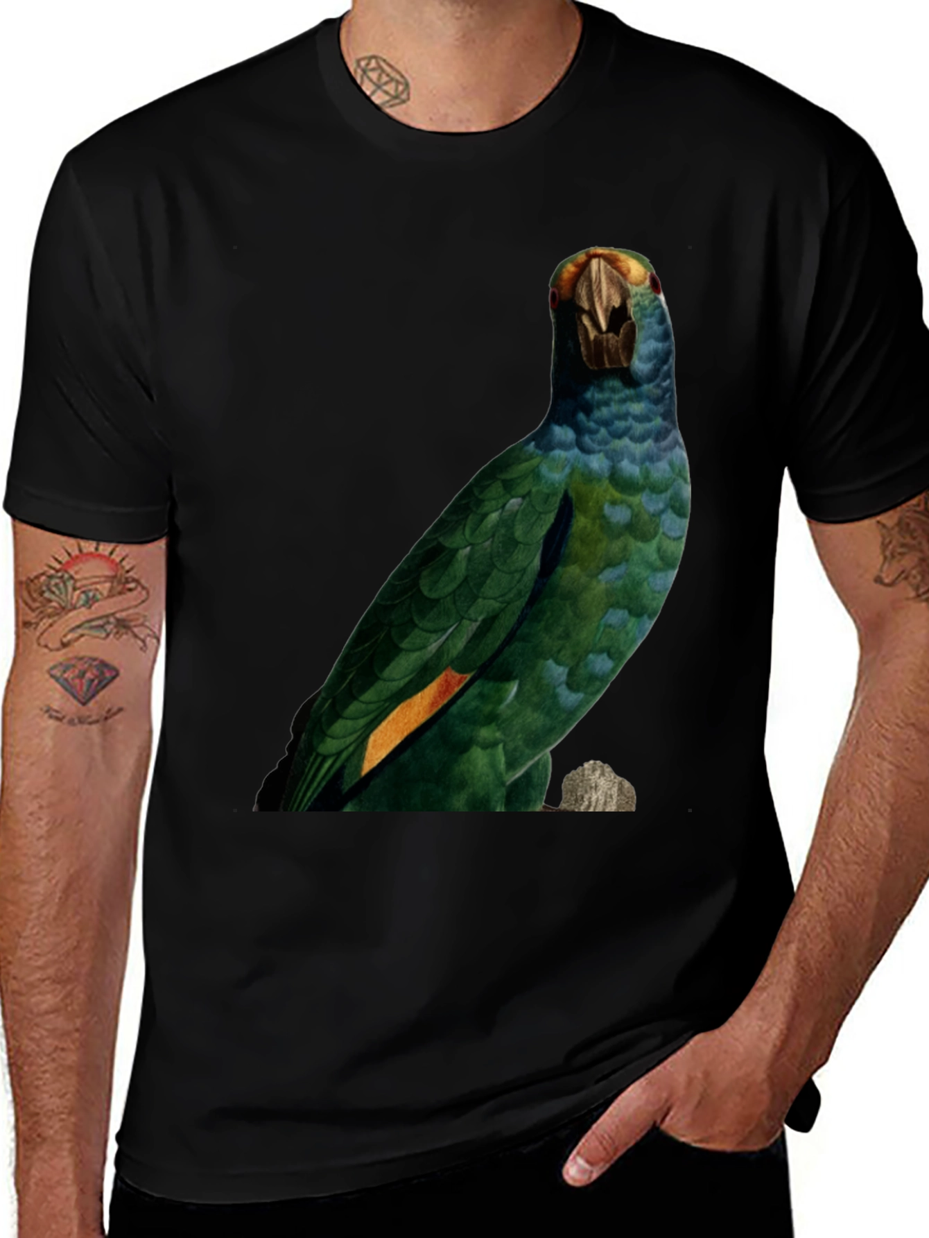 Parrot Graphic Print T-Shirt - Nature Inspired Tee
