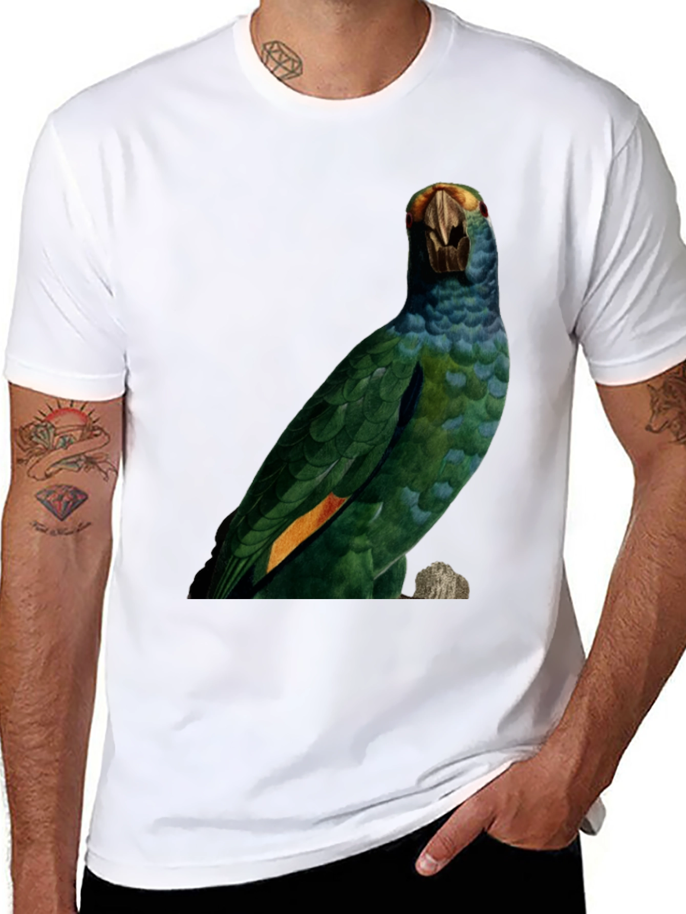 Parrot Graphic Print T-Shirt - Nature Inspired Tee