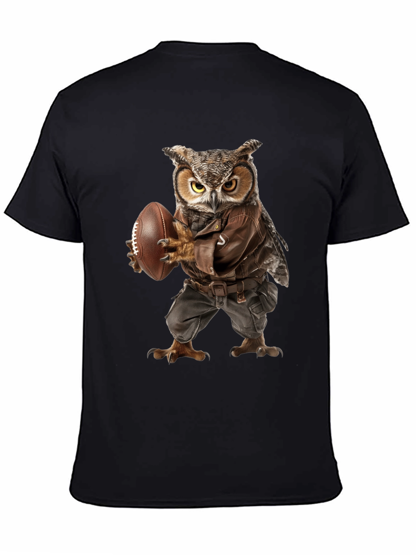 Owl Football Player Graphic T-Shirt