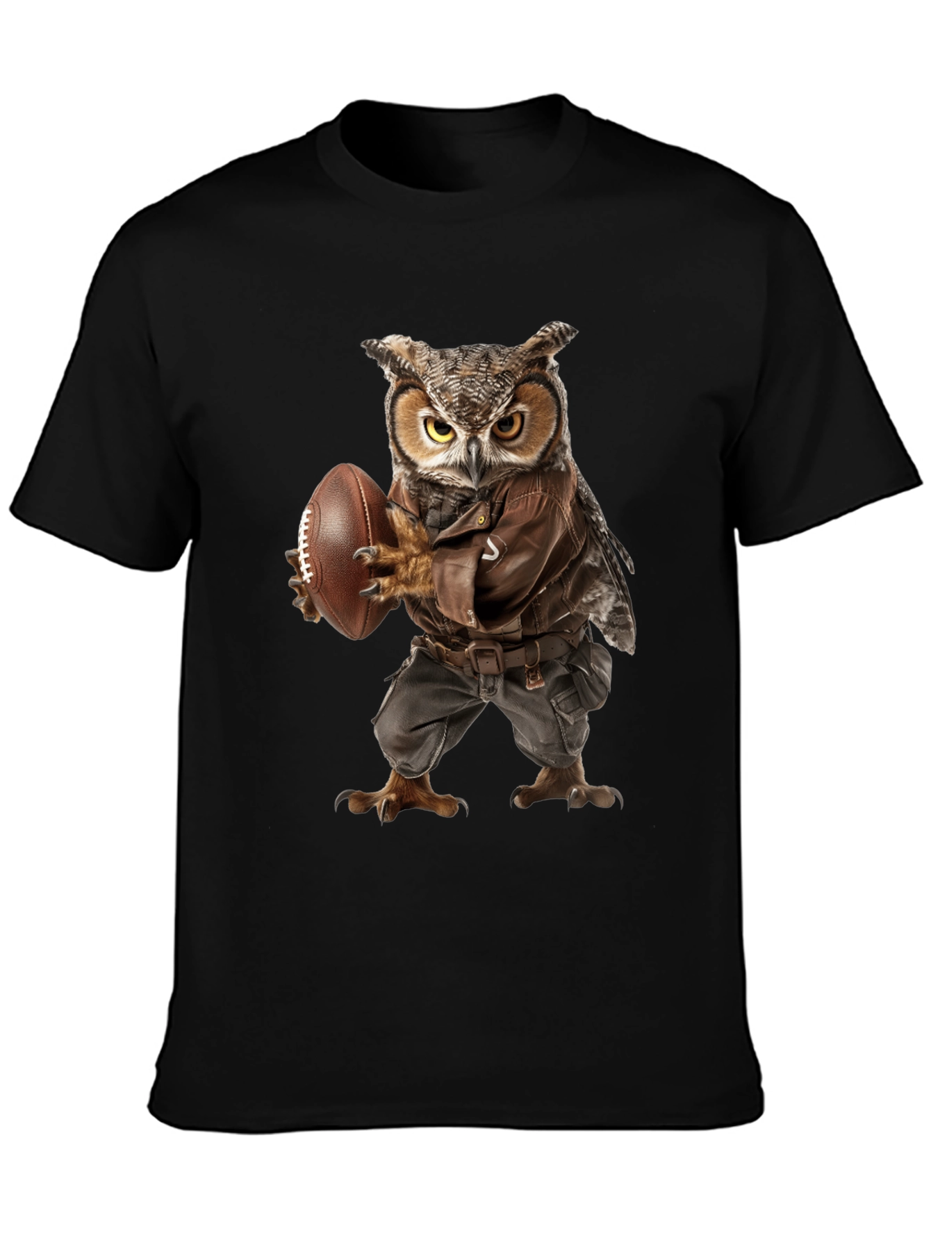 Owl Football Player Graphic T-Shirt