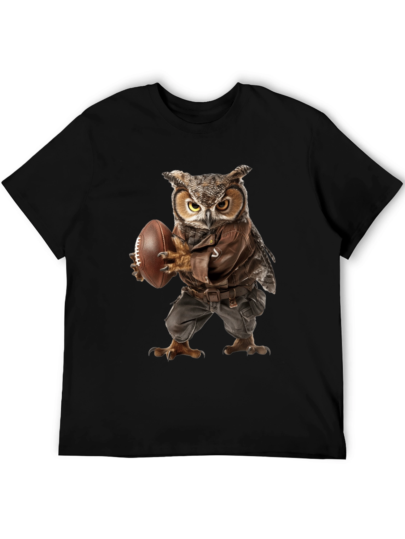 Owl Football Player Graphic T-Shirt