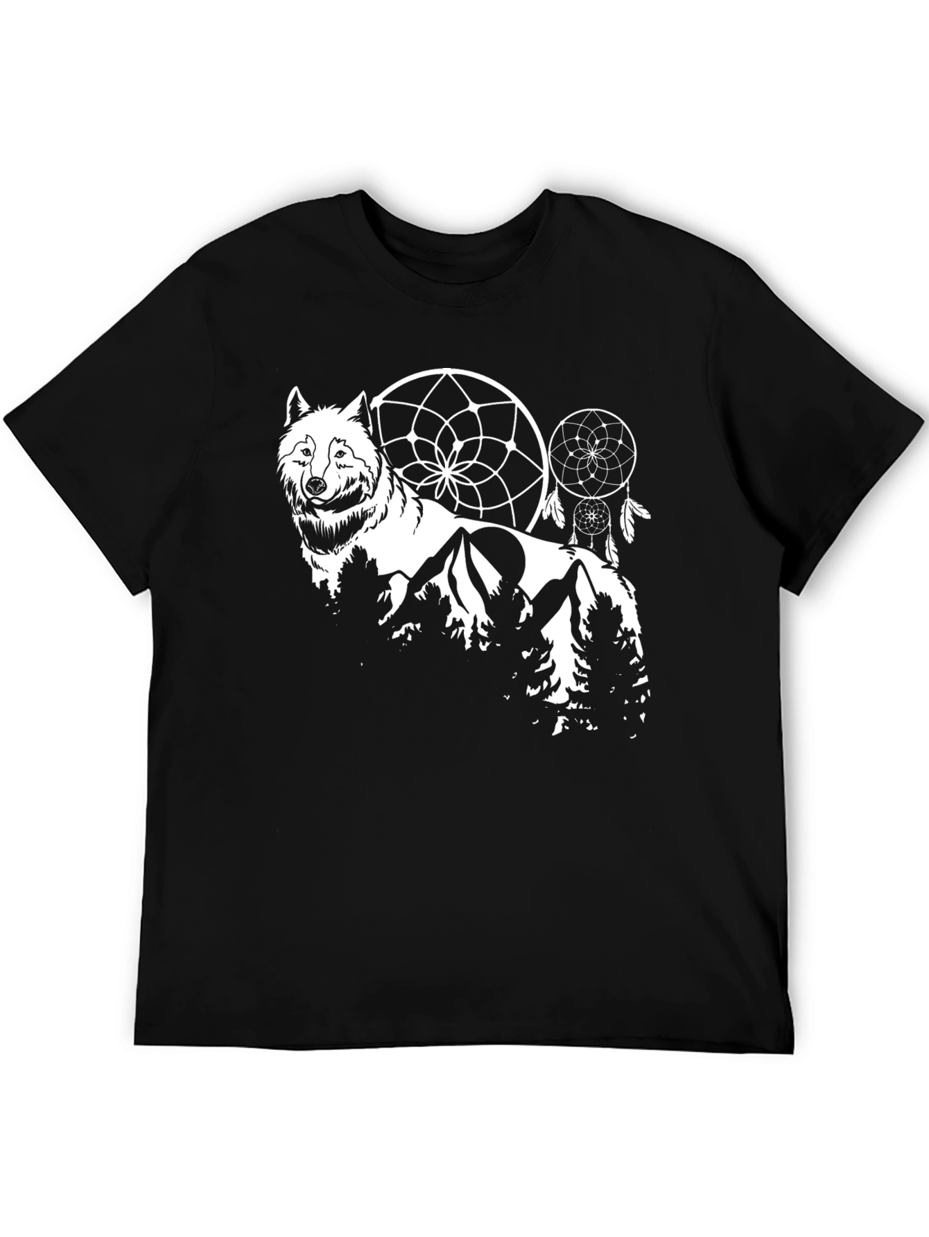 Wolf Dreamcatcher Graphic Tee - Black