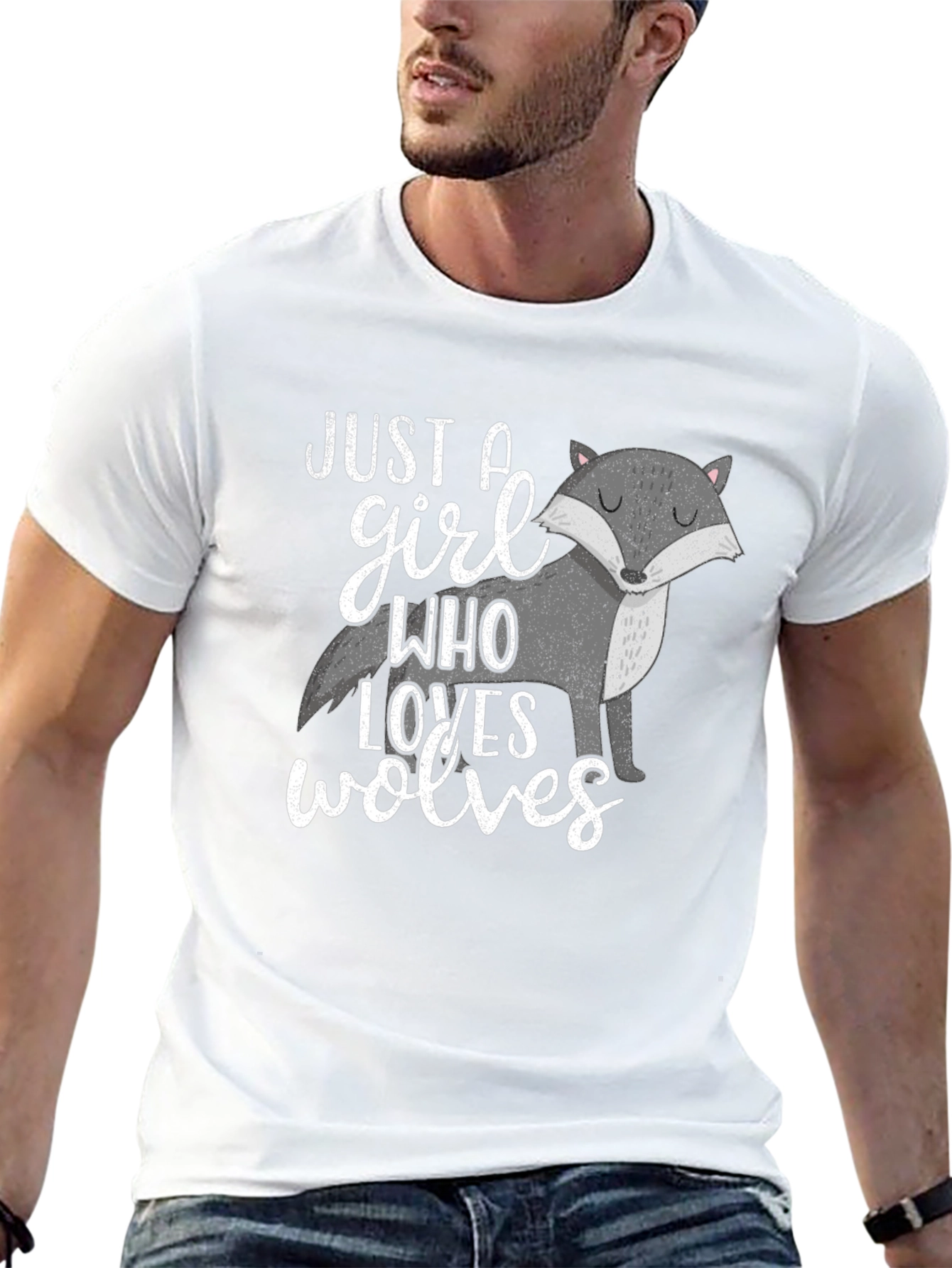 Just a Girl Who Loves Wolves Black T-Shirt