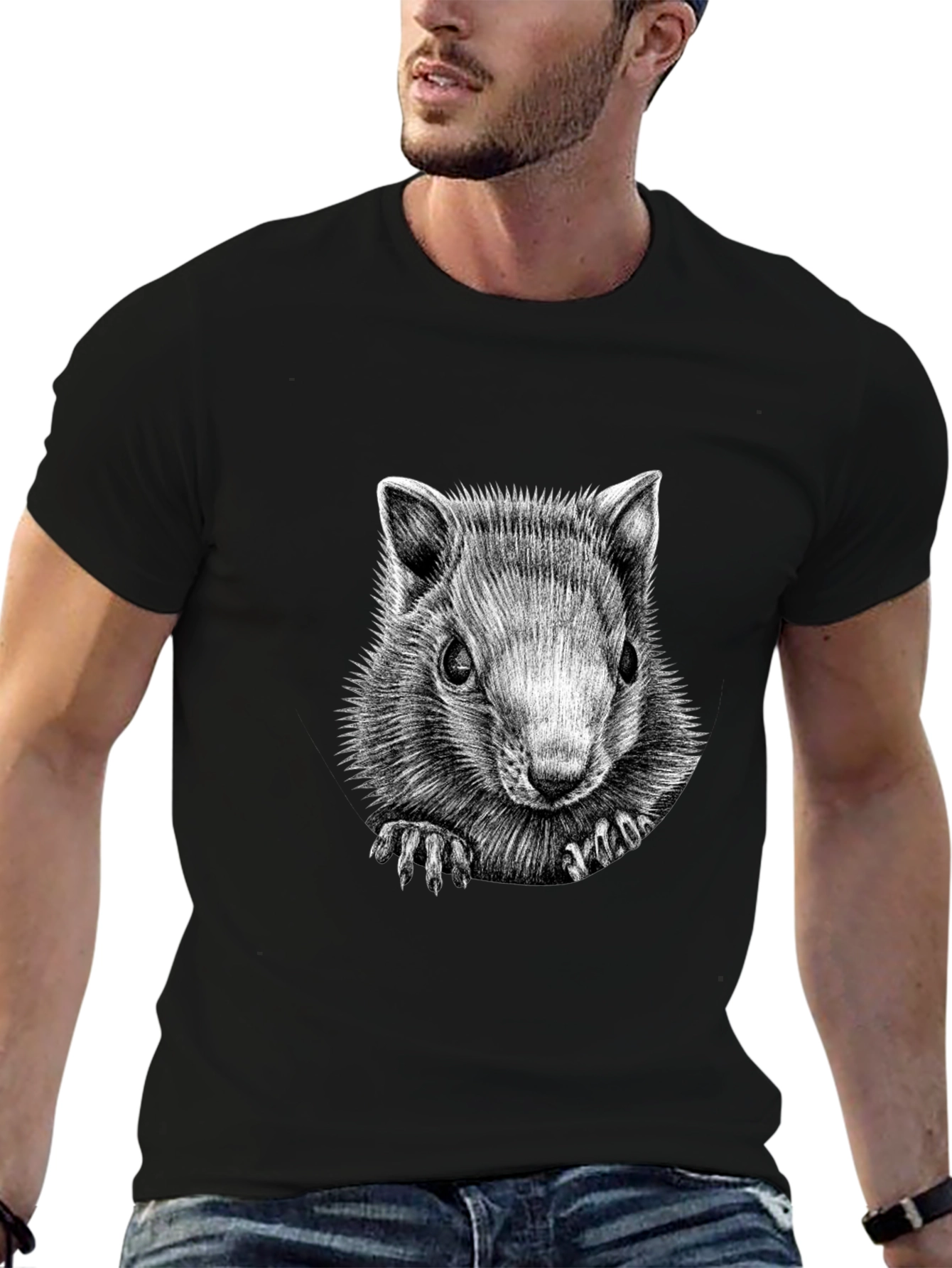 Squirrel Graphic Black T-Shirt - Unique Animal Tee