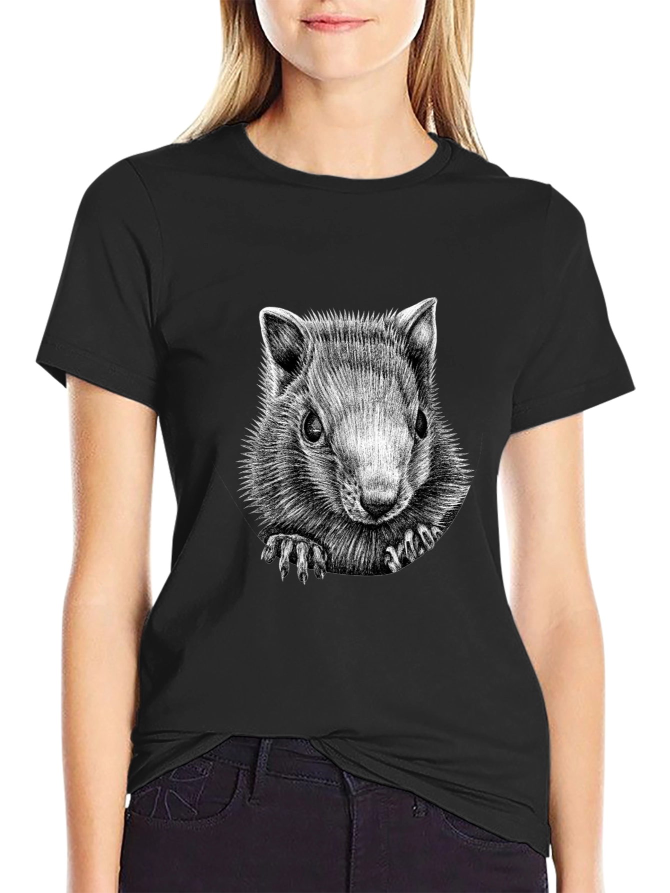 Squirrel Graphic Black T-Shirt - Unique Animal Tee