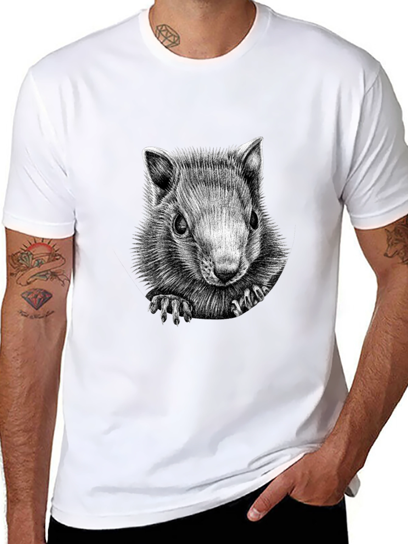 Squirrel Graphic Black T-Shirt - Unique Animal Tee