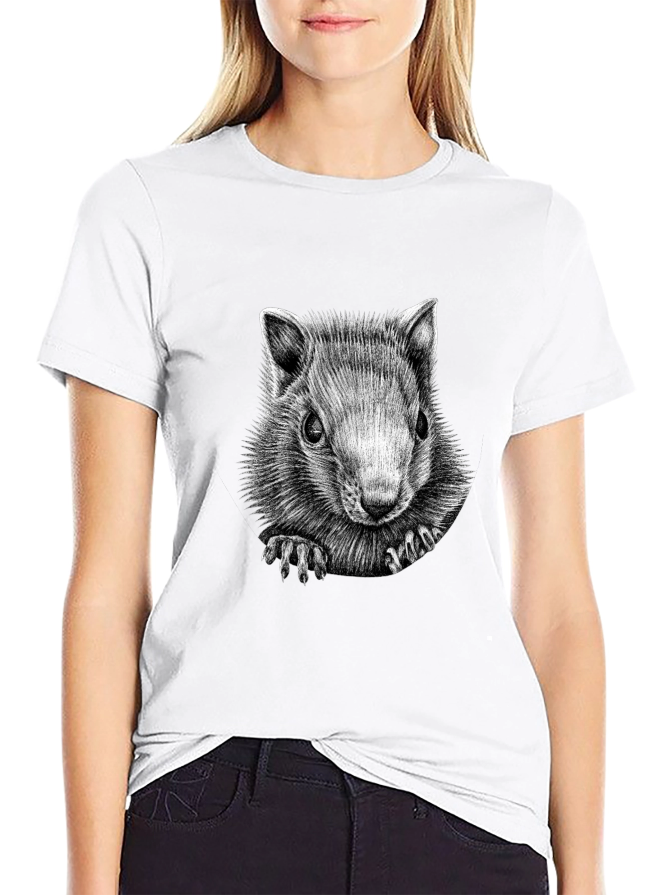 Squirrel Graphic Black T-Shirt - Unique Animal Tee