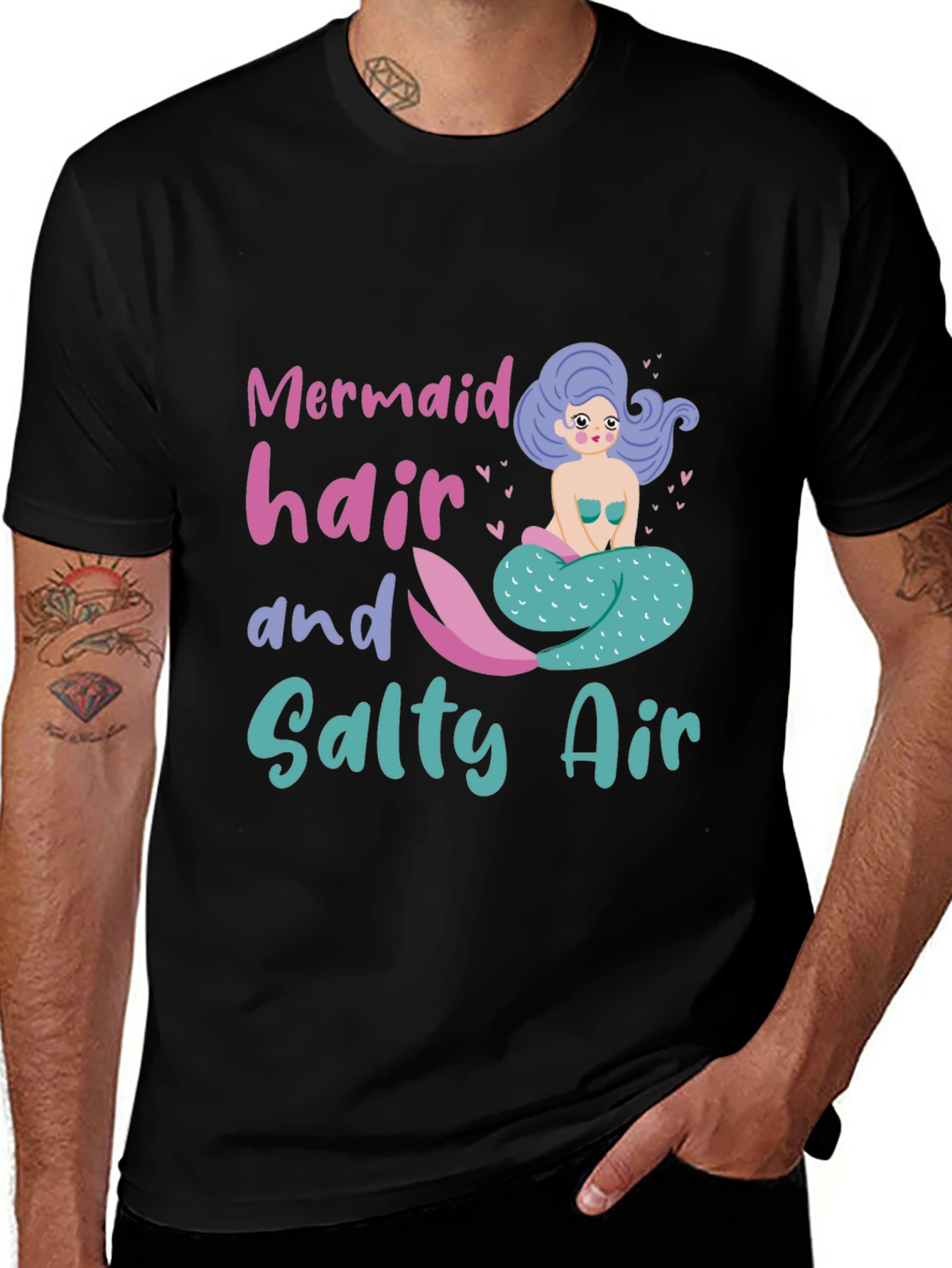 Mermaid Hair Salty Air Graphic Tee - Black
