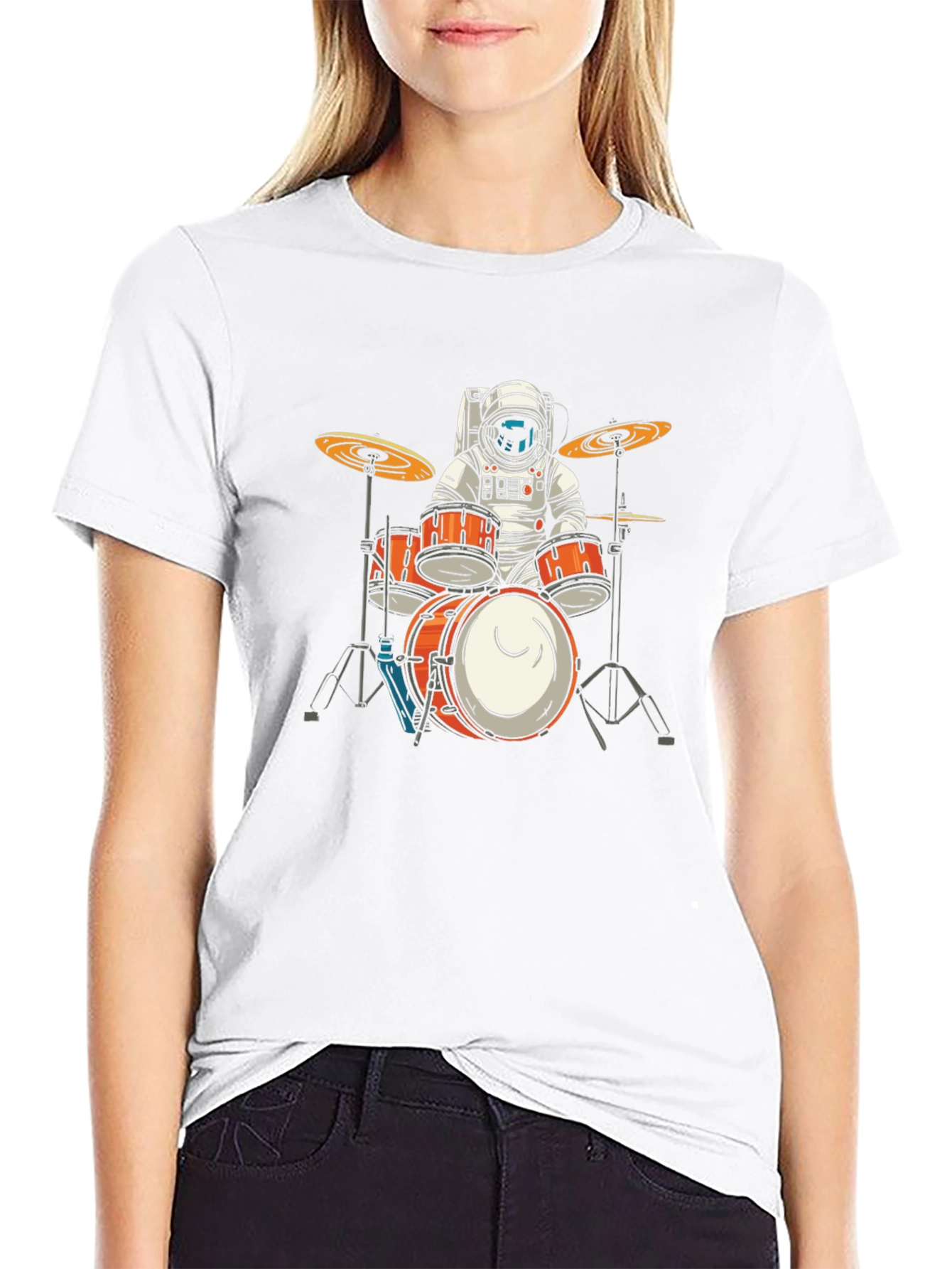 Astronaut Drummer Graphic T-Shirt