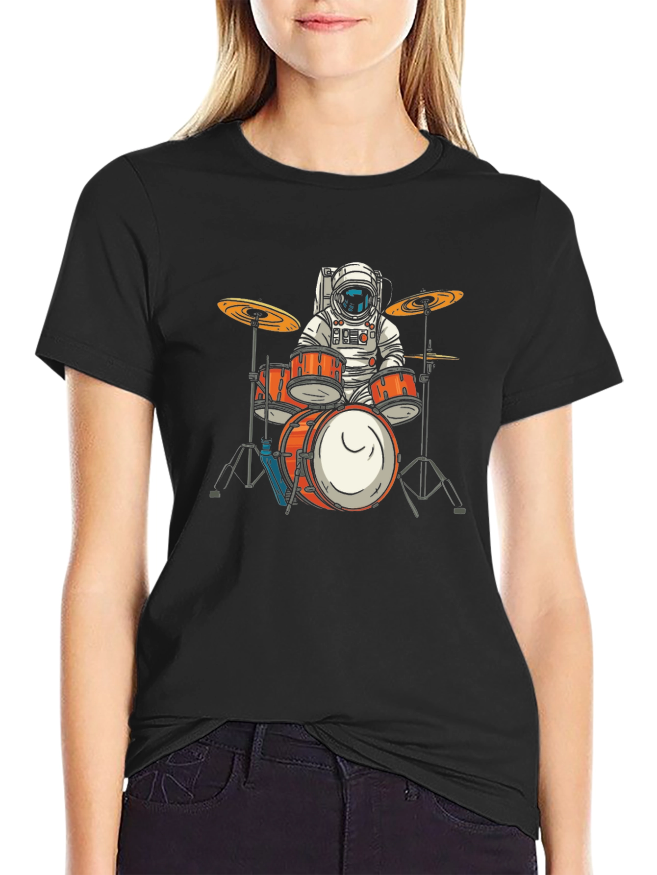 Astronaut Drummer Graphic T-Shirt