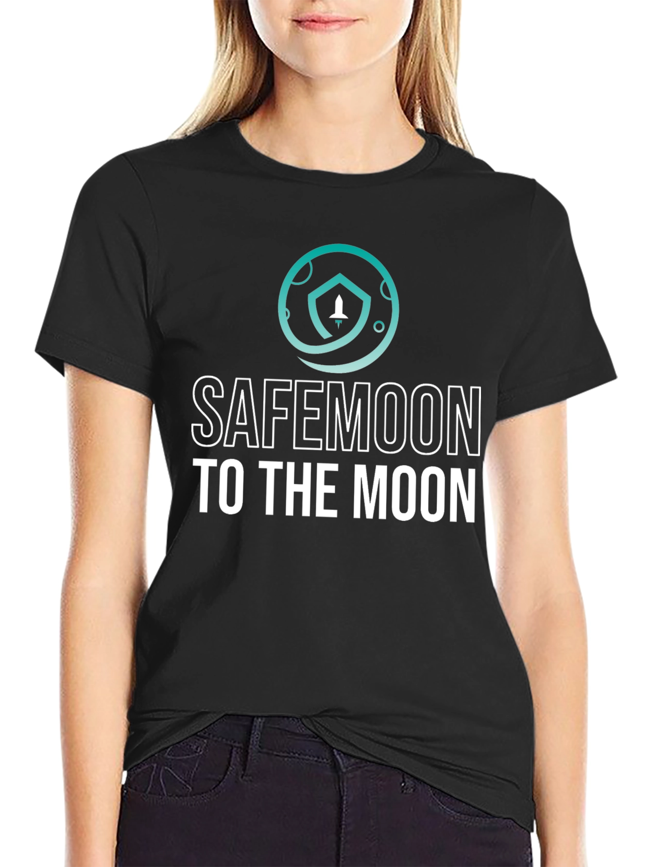 Safemoon To The Moon Black T-Shirt Crypto Rocket