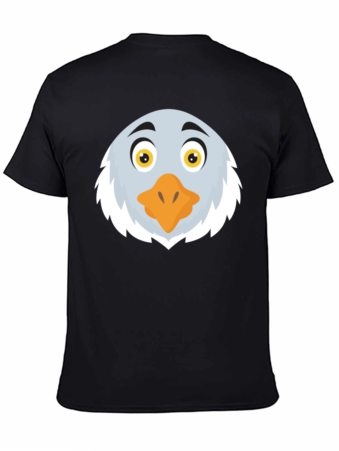 Eagle Cartoon Face Graphic Black T-Shirt