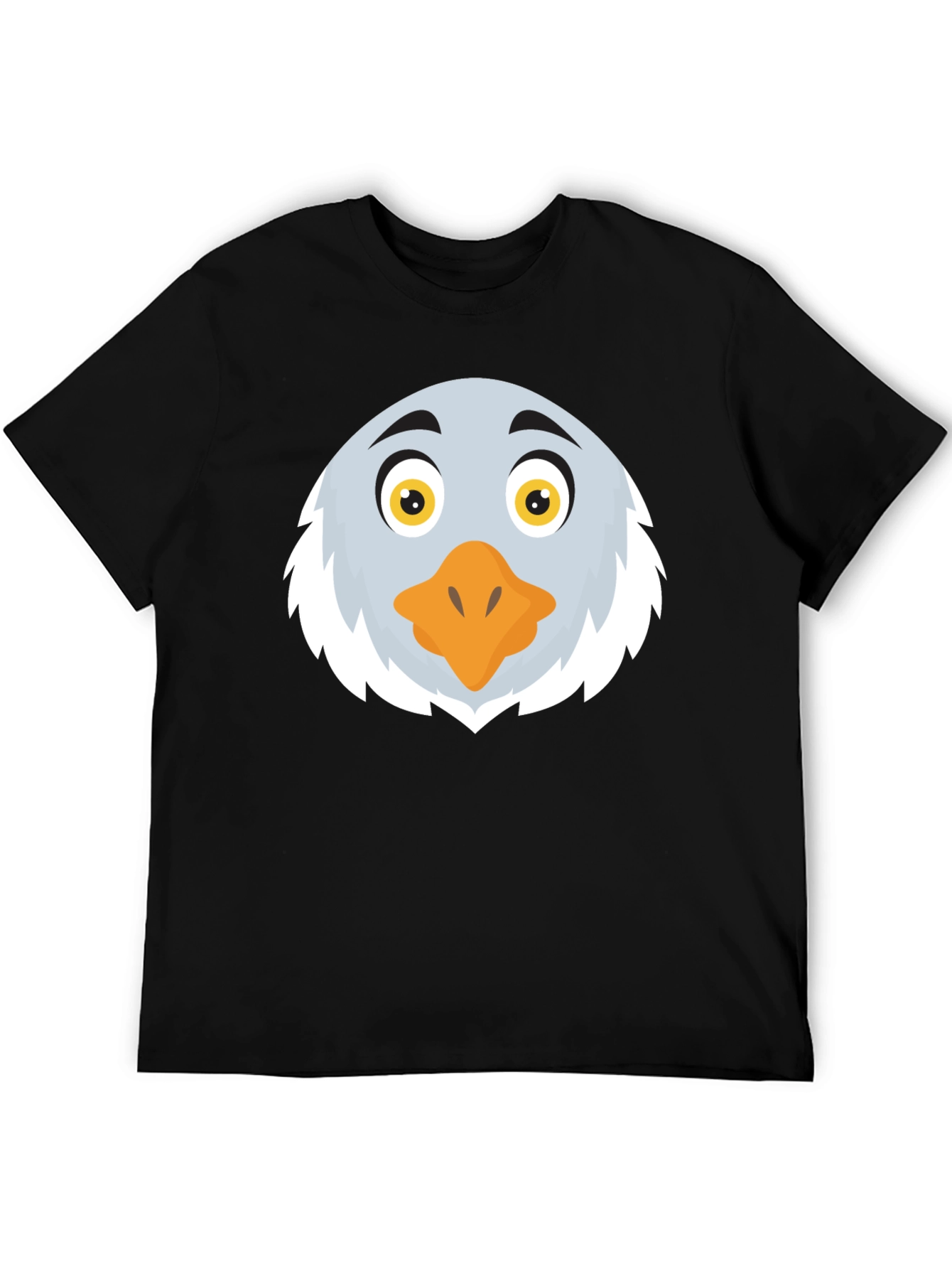 Eagle Cartoon Face Graphic Black T-Shirt