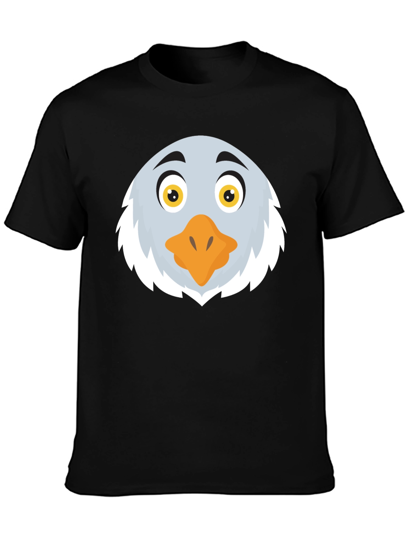 Eagle Cartoon Face Graphic Black T-Shirt