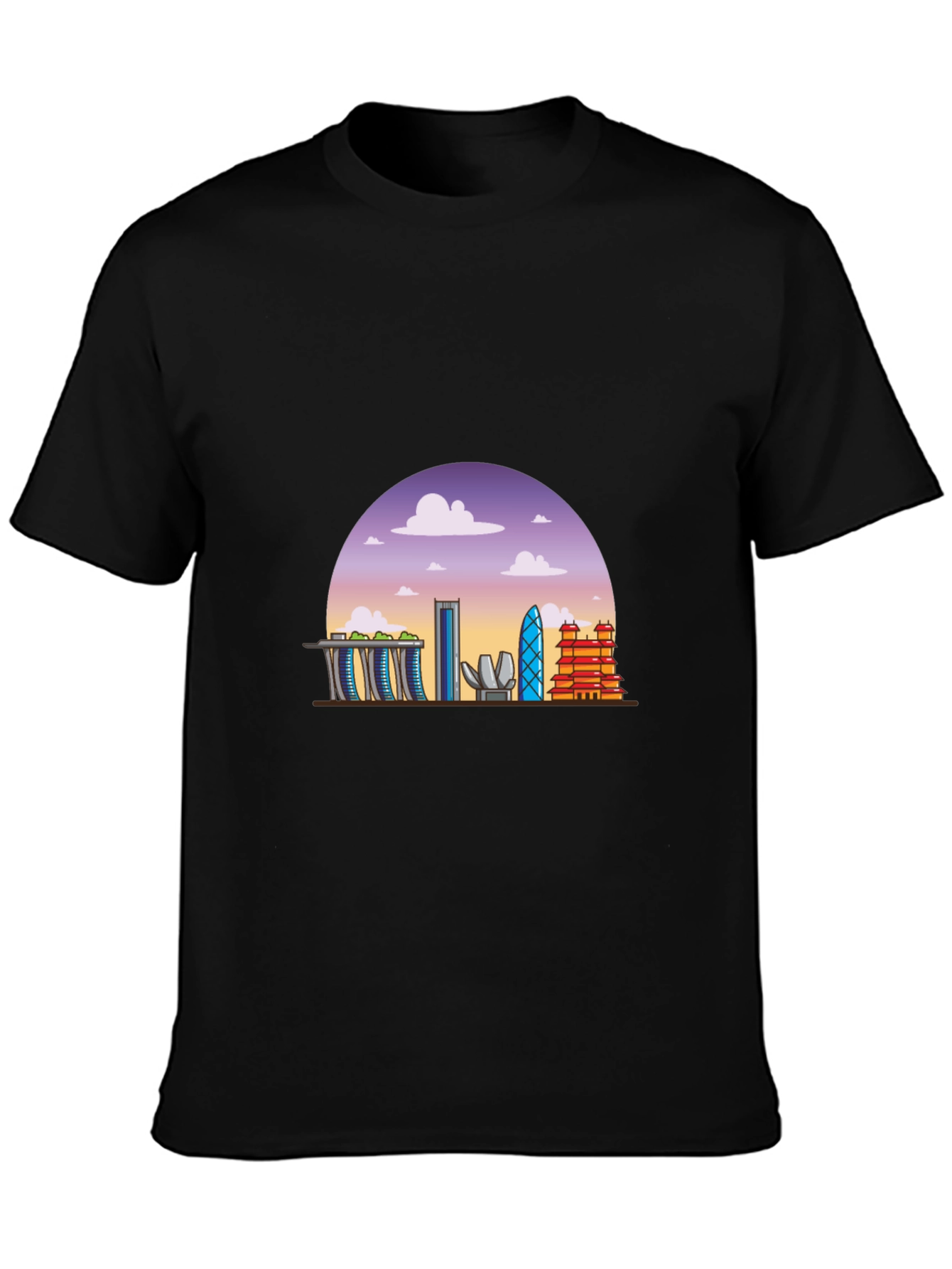 Singapore Skyline Graphic Tee - Black T-Shirt