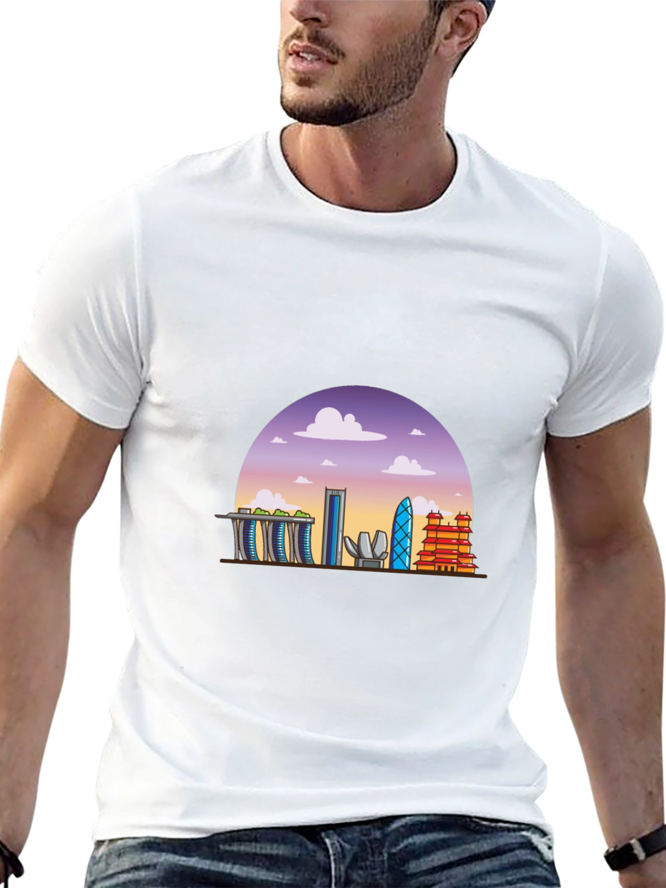 Singapore Skyline Graphic Tee - Black T-Shirt