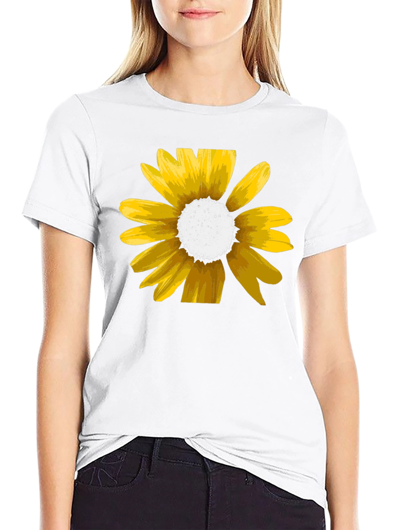 Sunflower Graphic Tee - Black Cotton Casual Shirt