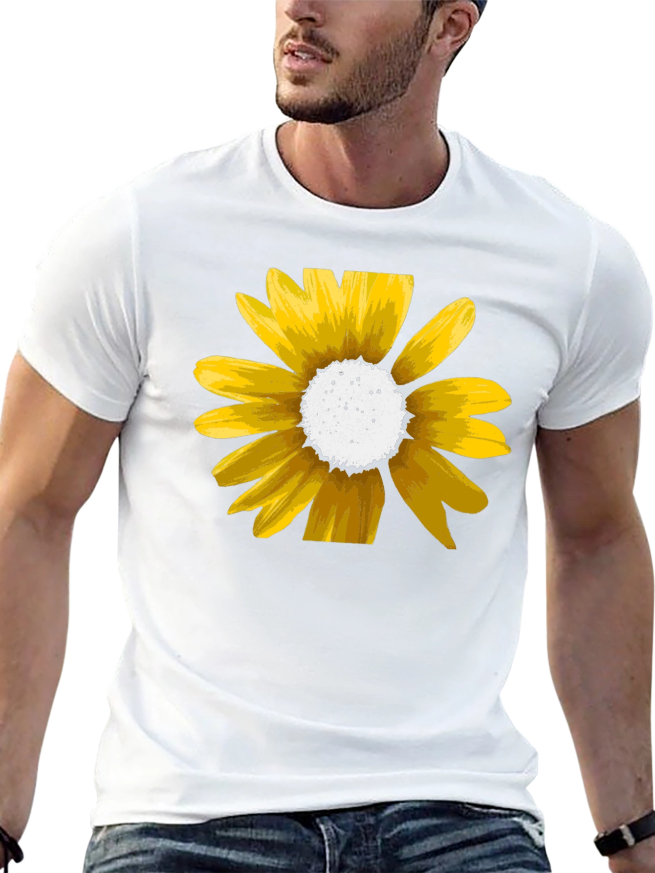 Sunflower Graphic Tee - Black Cotton Casual Shirt