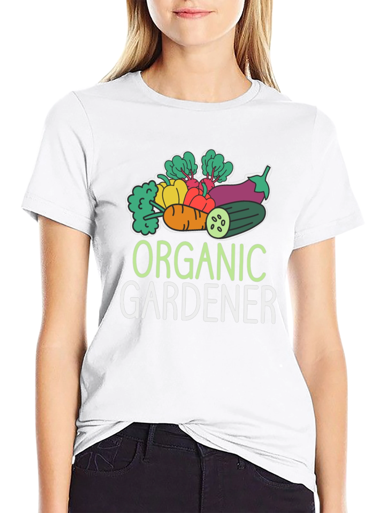Organic Gardener T-Shirt - Black Vegetable Design