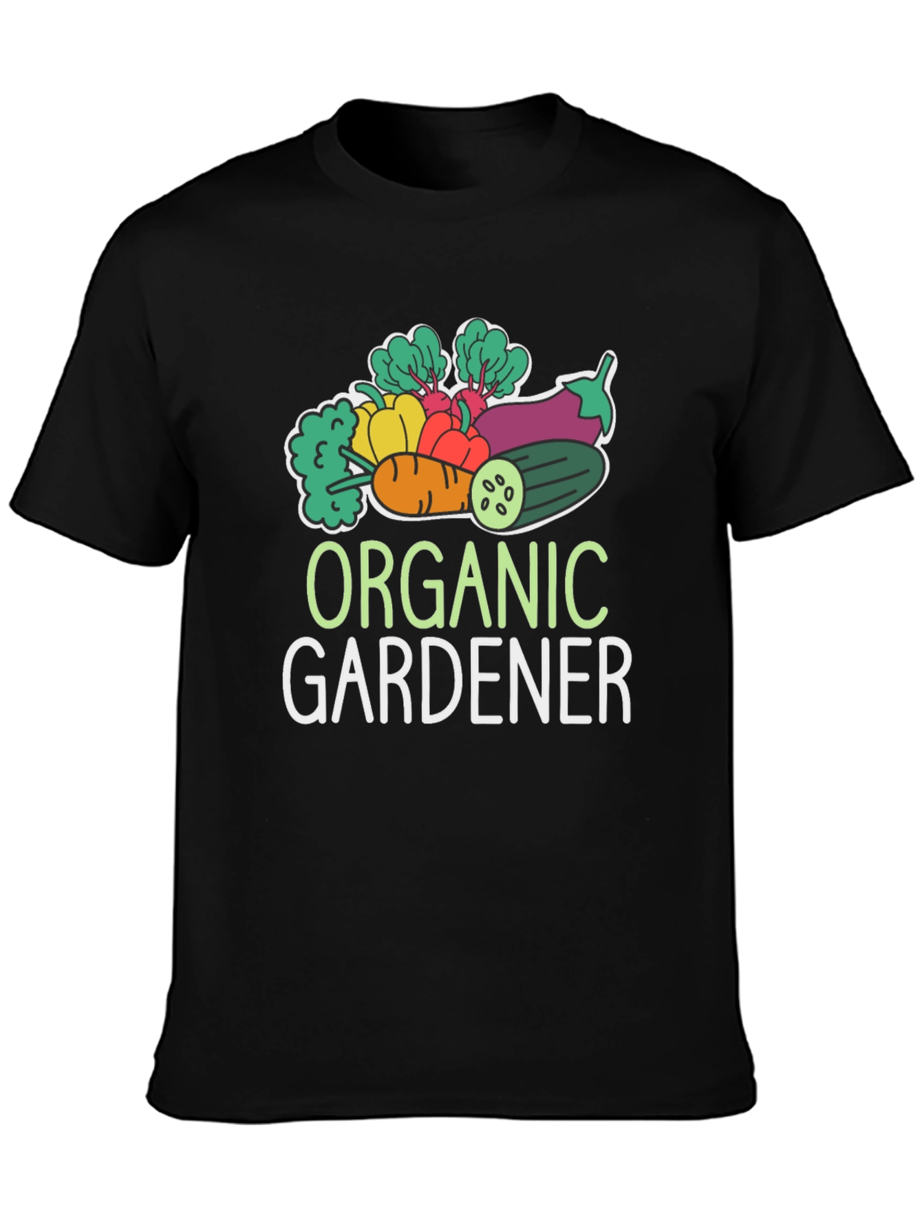 Organic Gardener T-Shirt - Black Vegetable Design