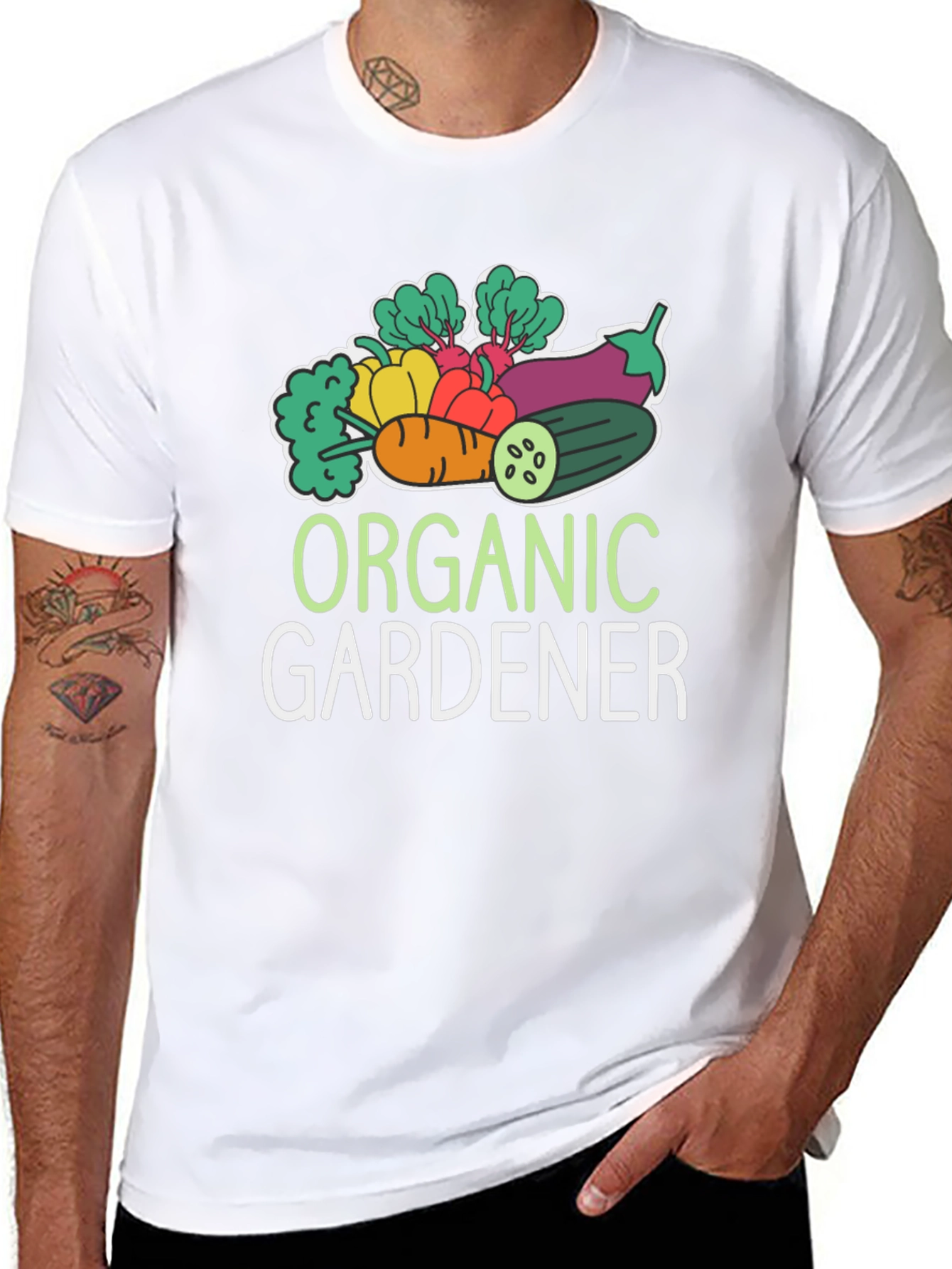 Organic Gardener T-Shirt - Black Vegetable Design