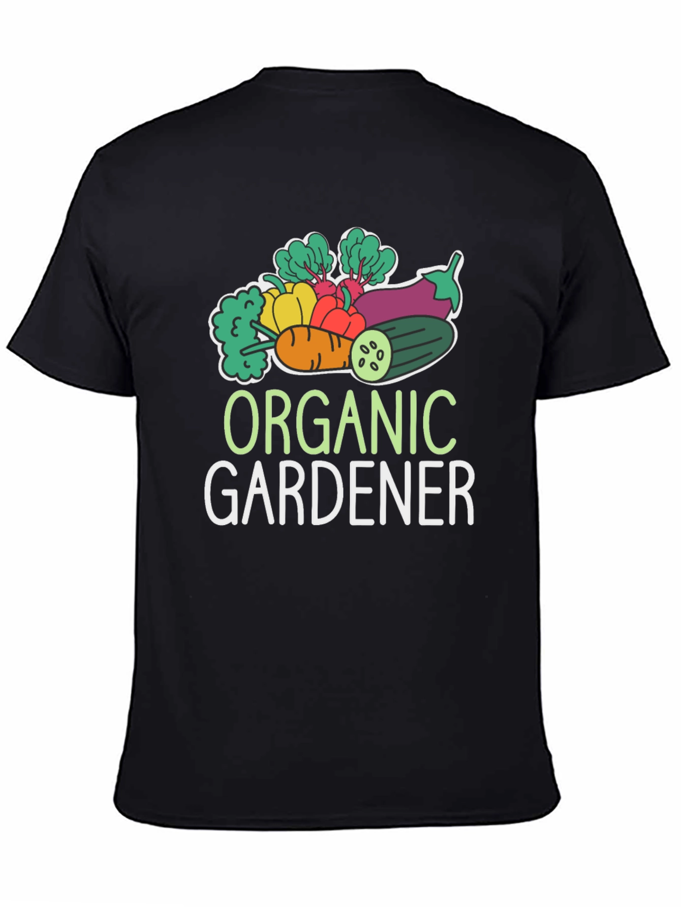 Organic Gardener T-Shirt - Black Vegetable Design