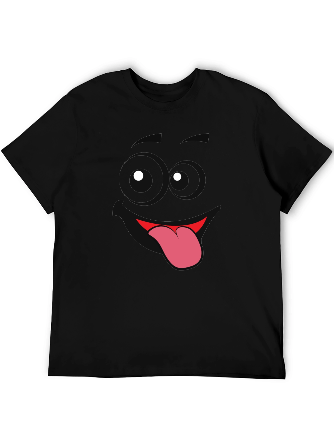 Funny Face Tongue Out T-Shirt - Black