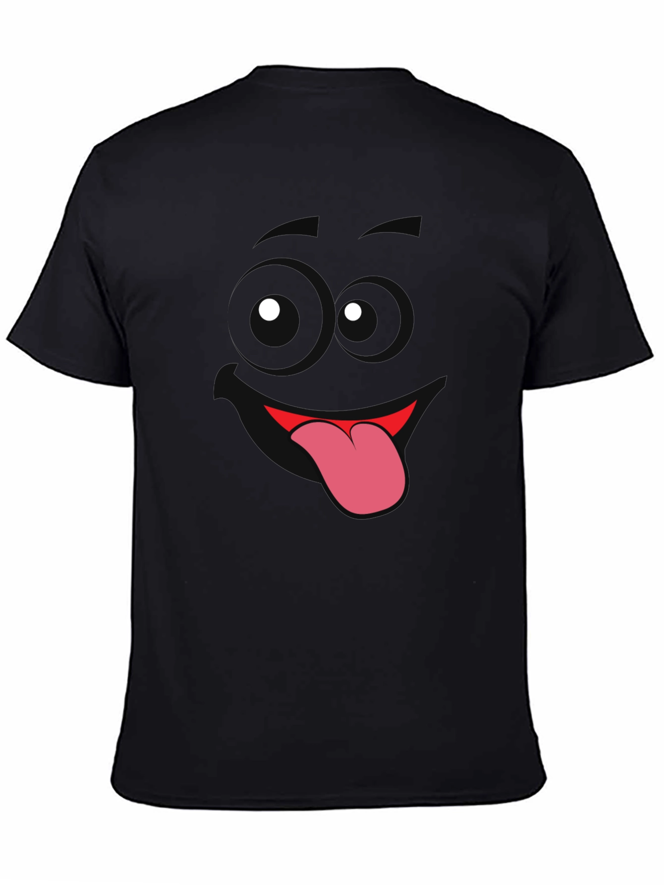 Funny Face Tongue Out T-Shirt - Black