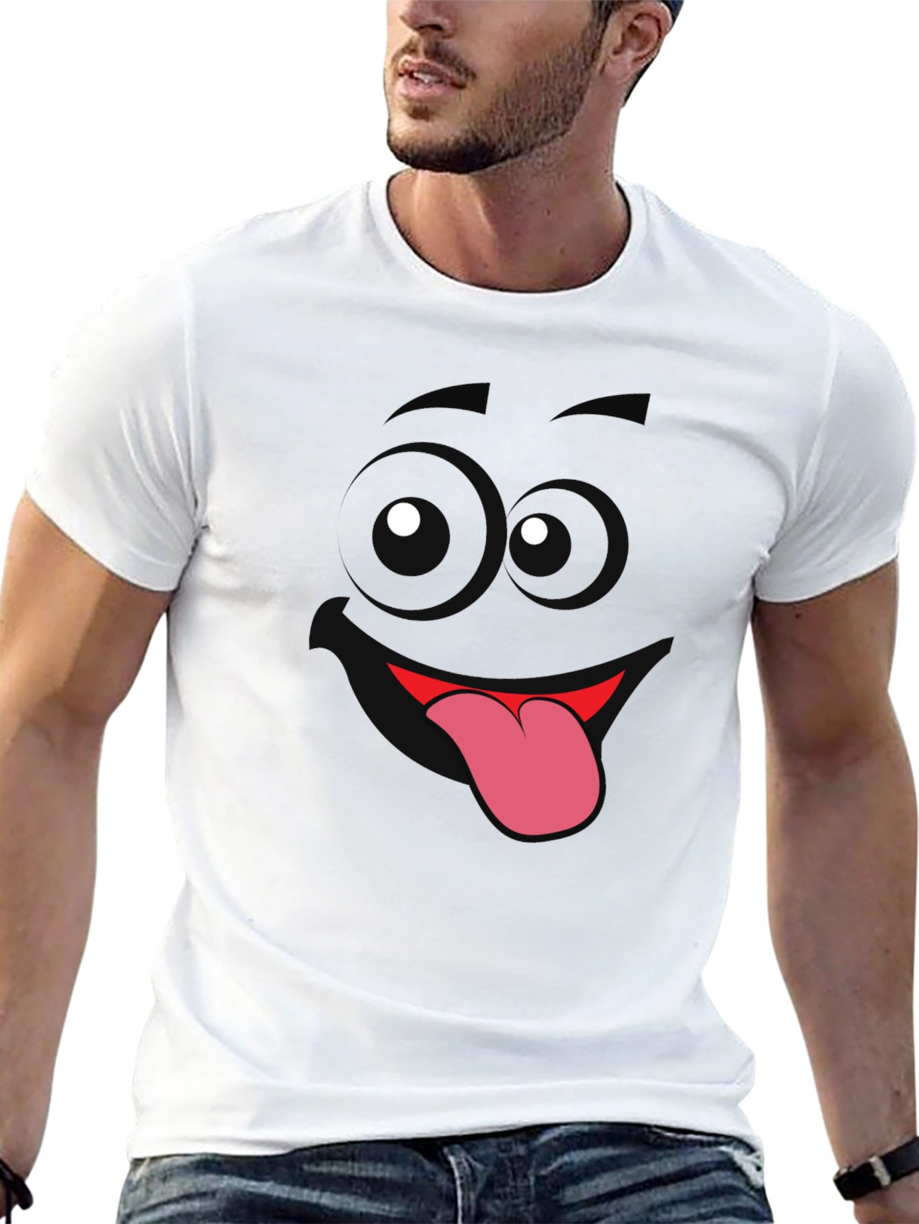 Funny Face Tongue Out T-Shirt - Black